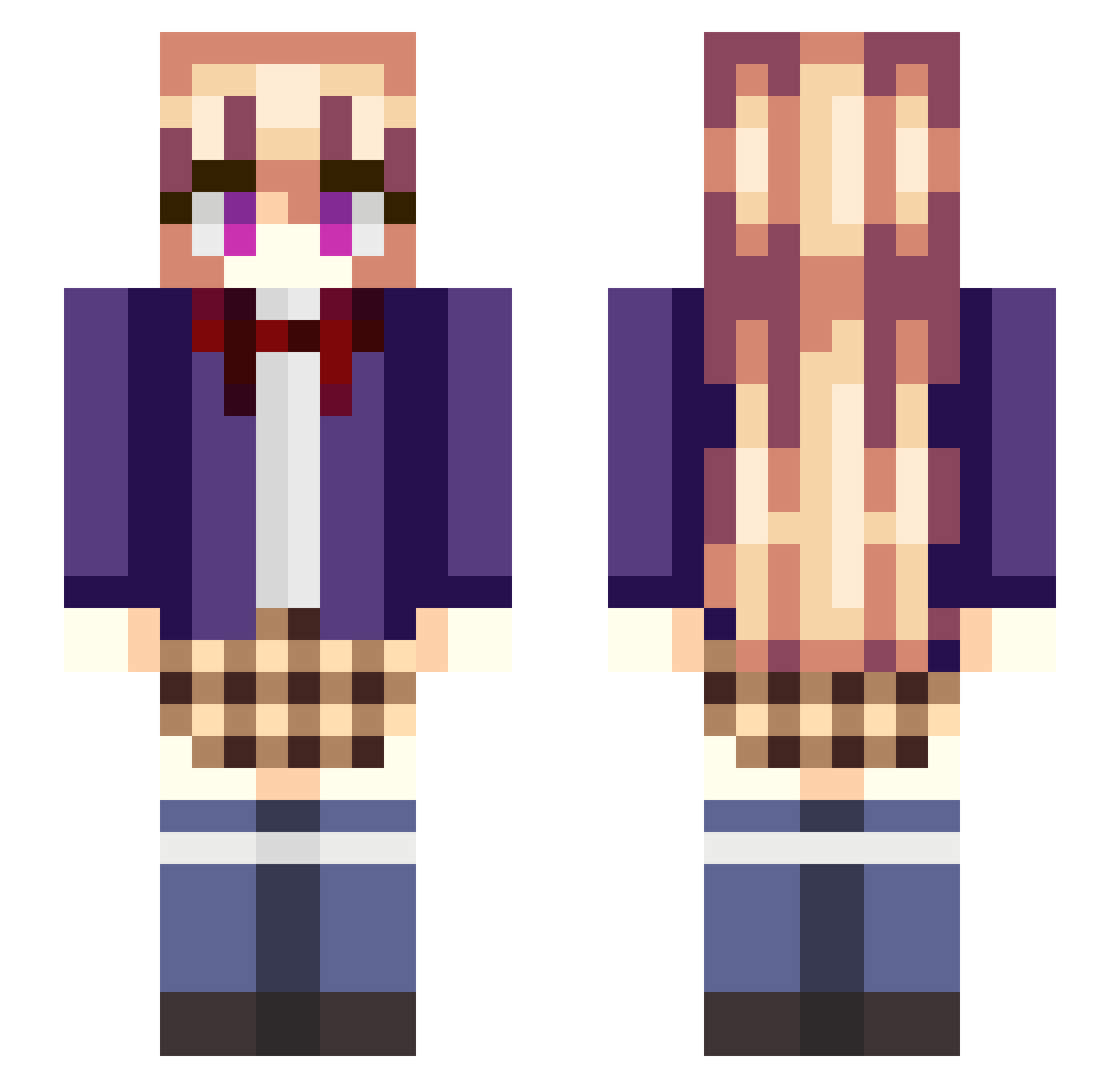 KiraRaider Minecraft skin, front and back view