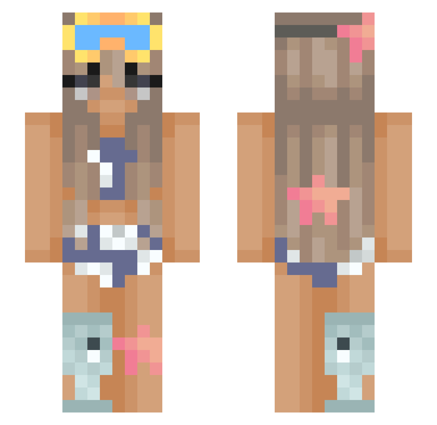SunKisseddd Minecraft skin, front and back view