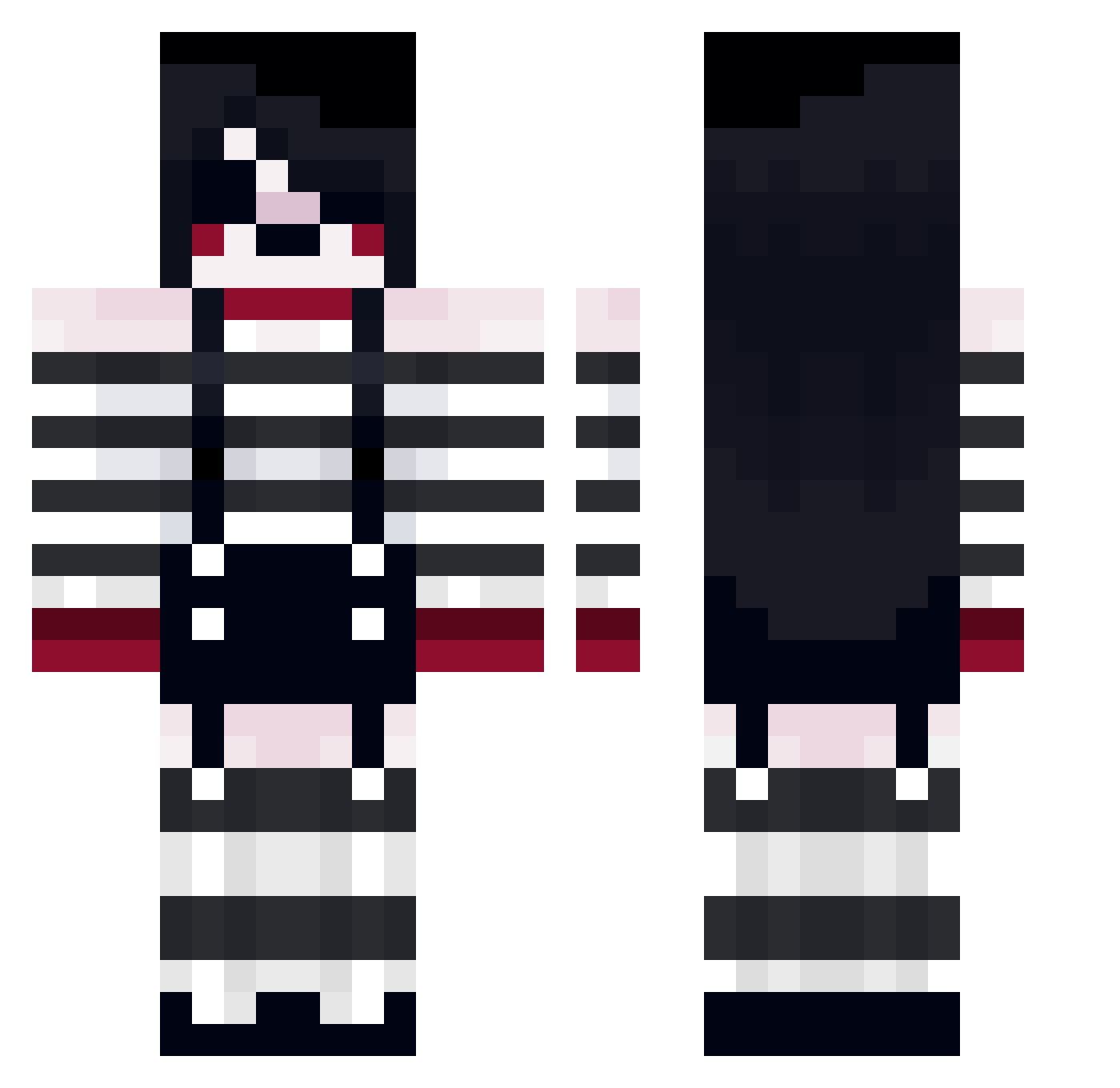 AP3ND1X Minecraft skin, front and back view