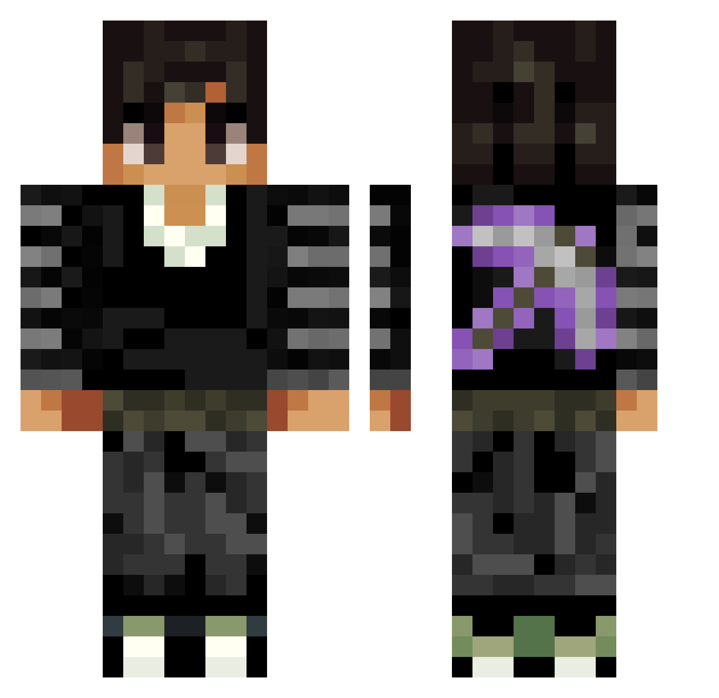 Schintetic Minecraft skin, front and back view