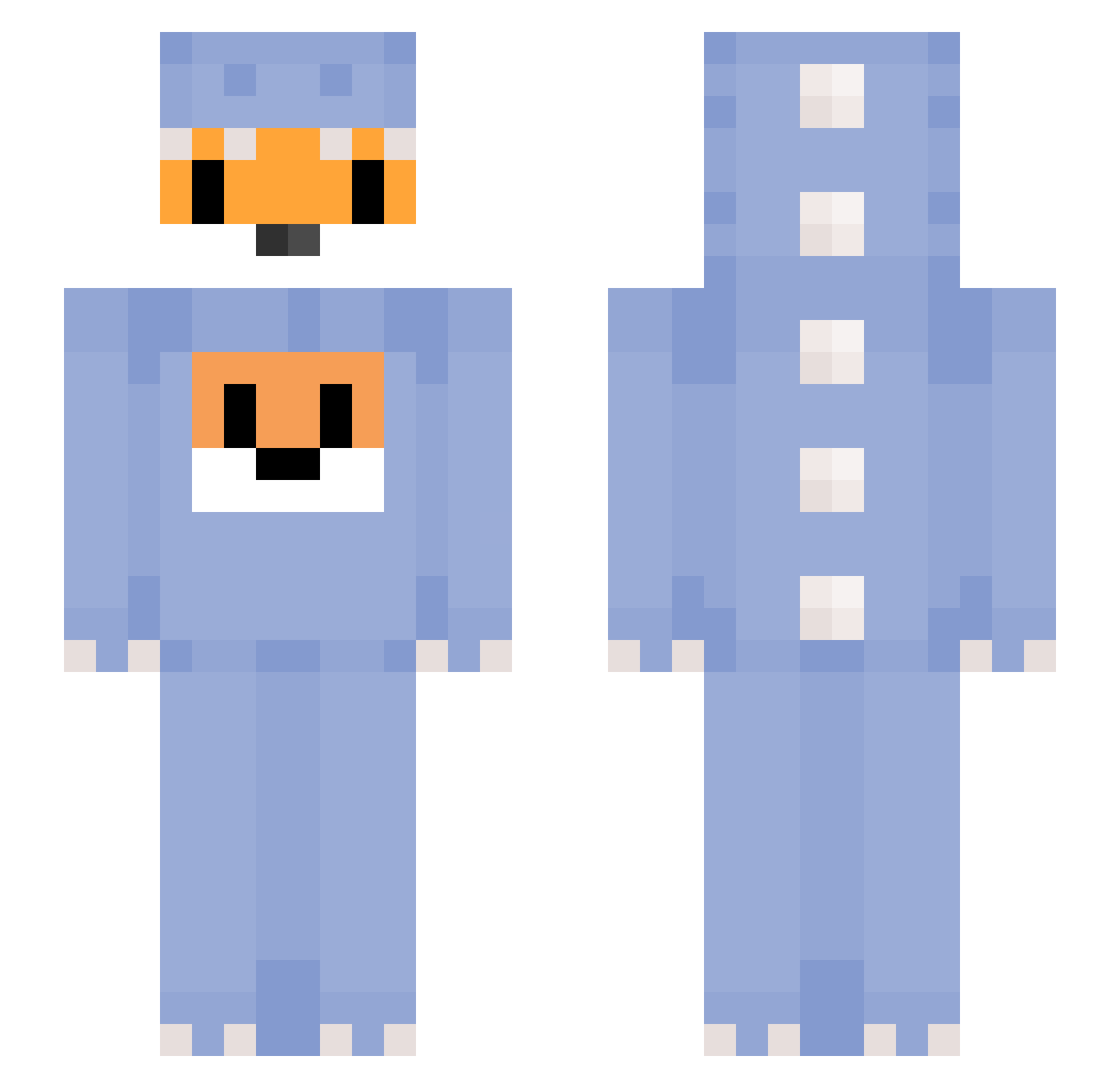 MistyAngel Minecraft skin, front and back view