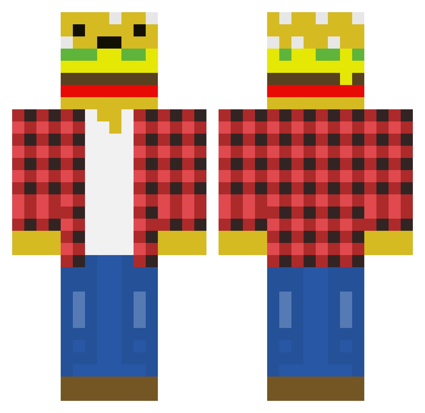 DrowningFool Minecraft skin, front and back view