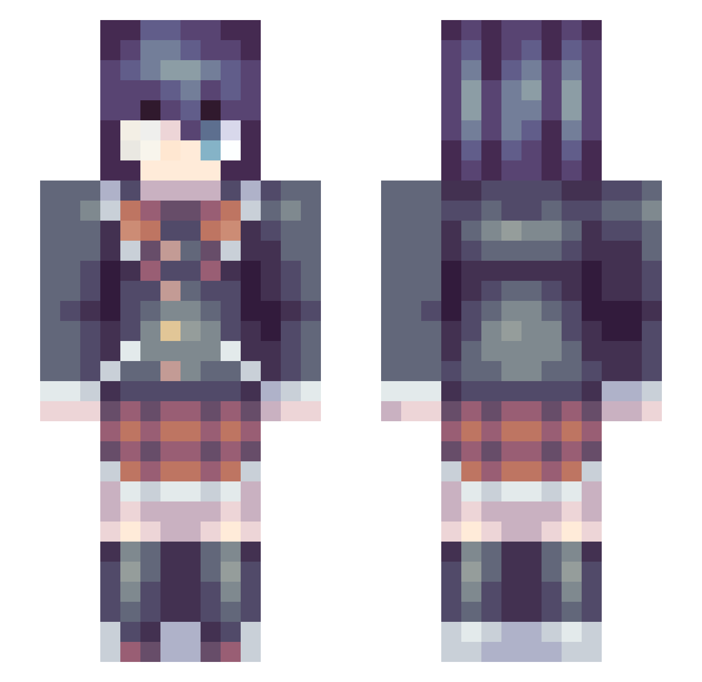 ilenya Minecraft skin, front and back view