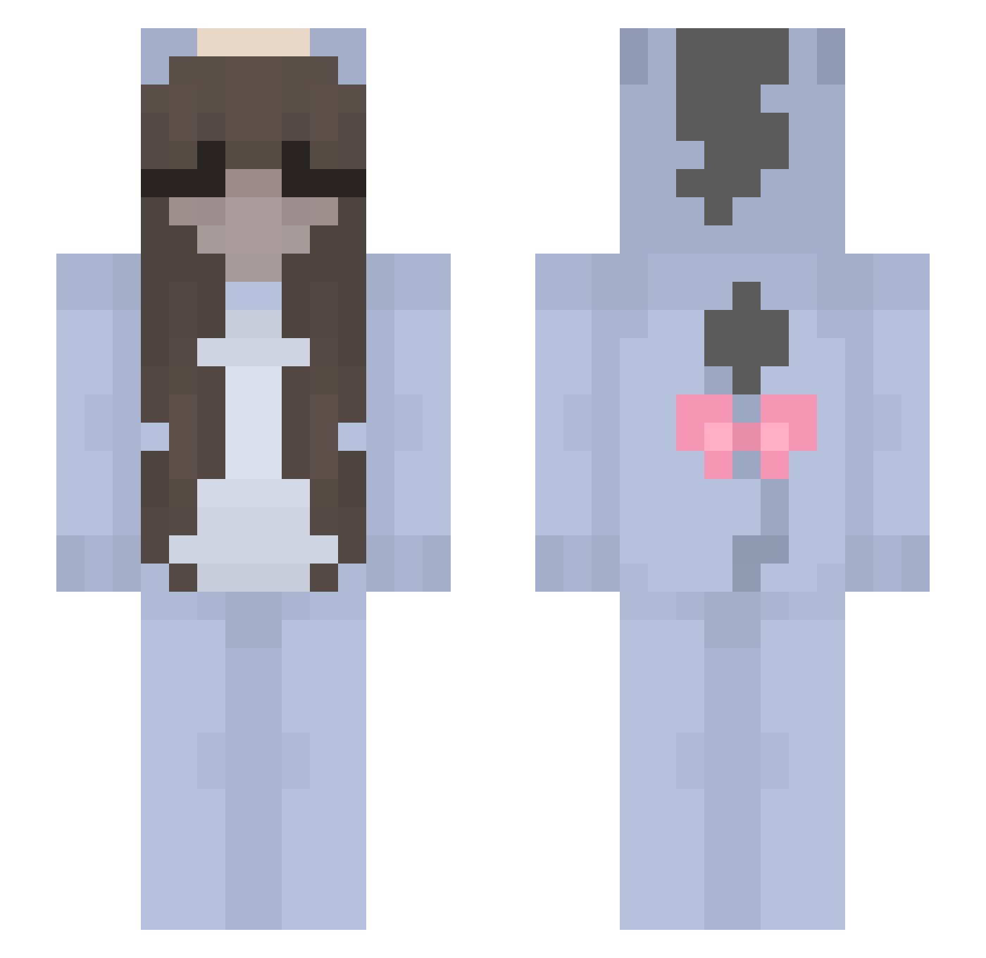 Stupidsukki Minecraft skin, front and back view