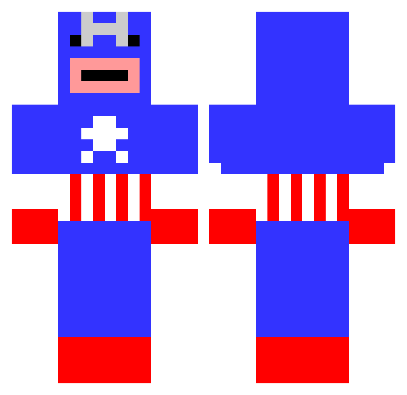 Hiney Minecraft skin, front and back view