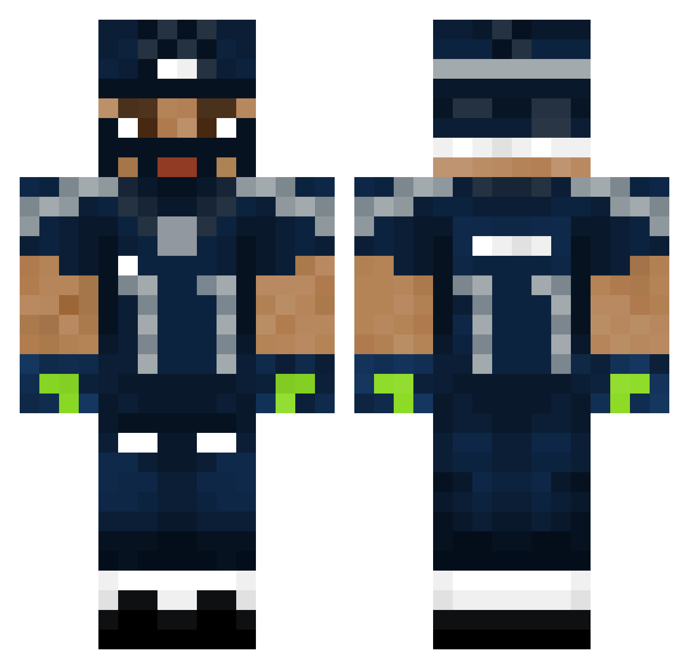 Strafer Minecraft skin, front and back view
