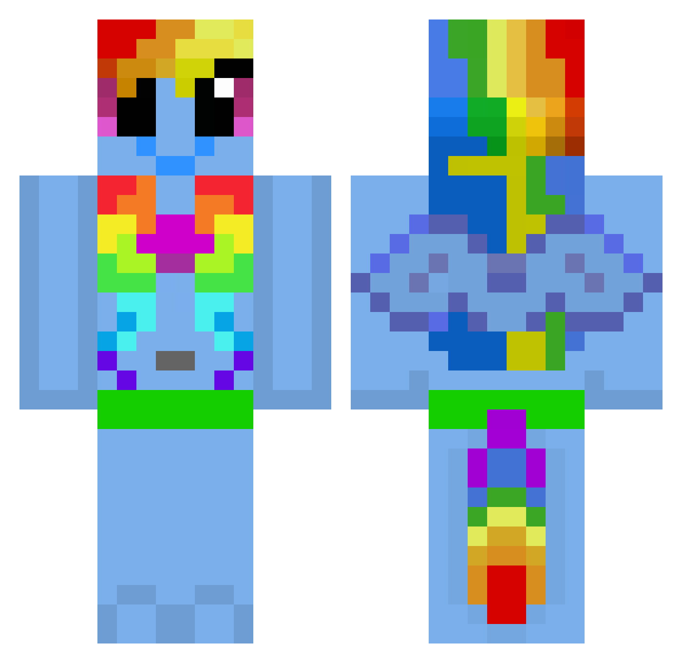 Chadrb Minecraft skin, front and back view