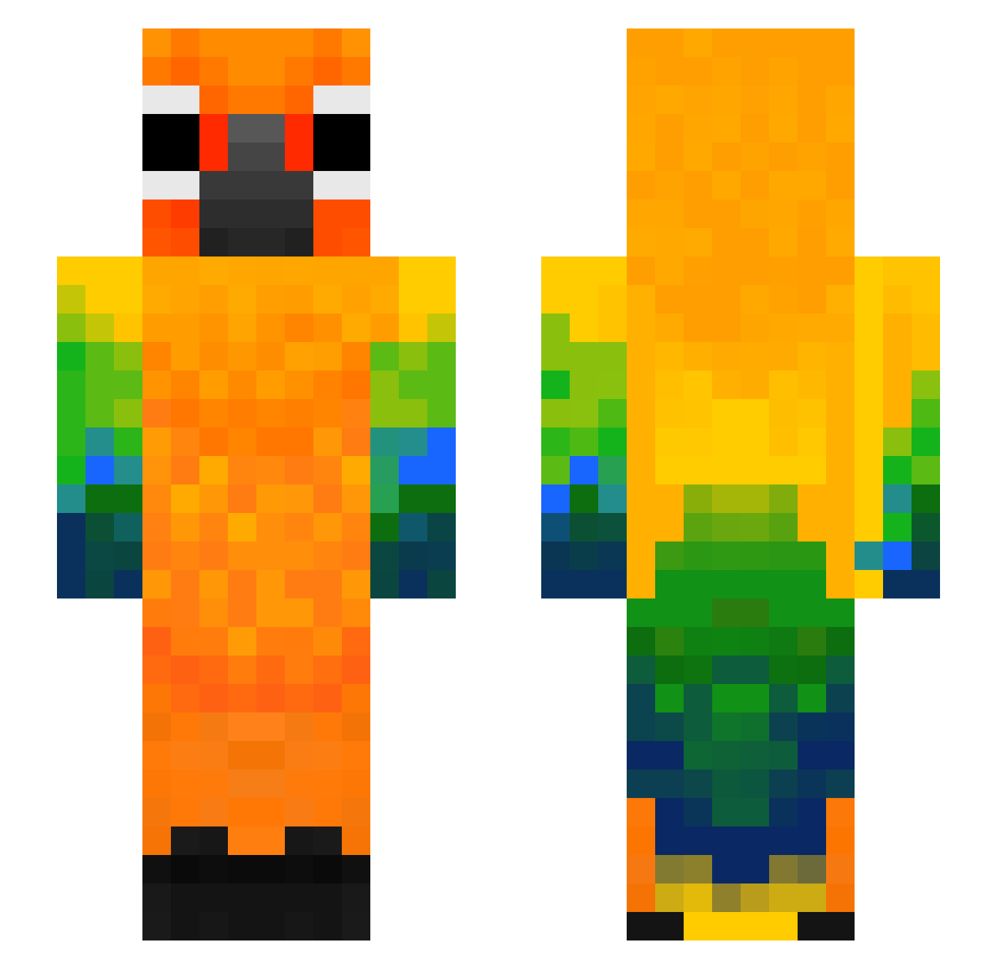 QQave Minecraft skin, front and back view