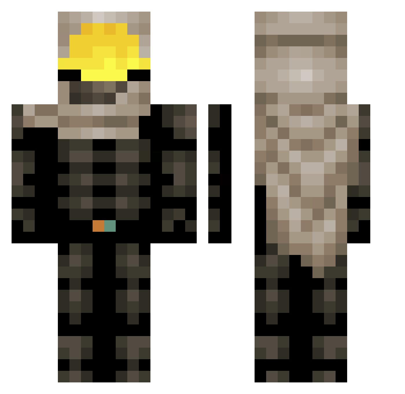 cloukes Minecraft skin, front and back view