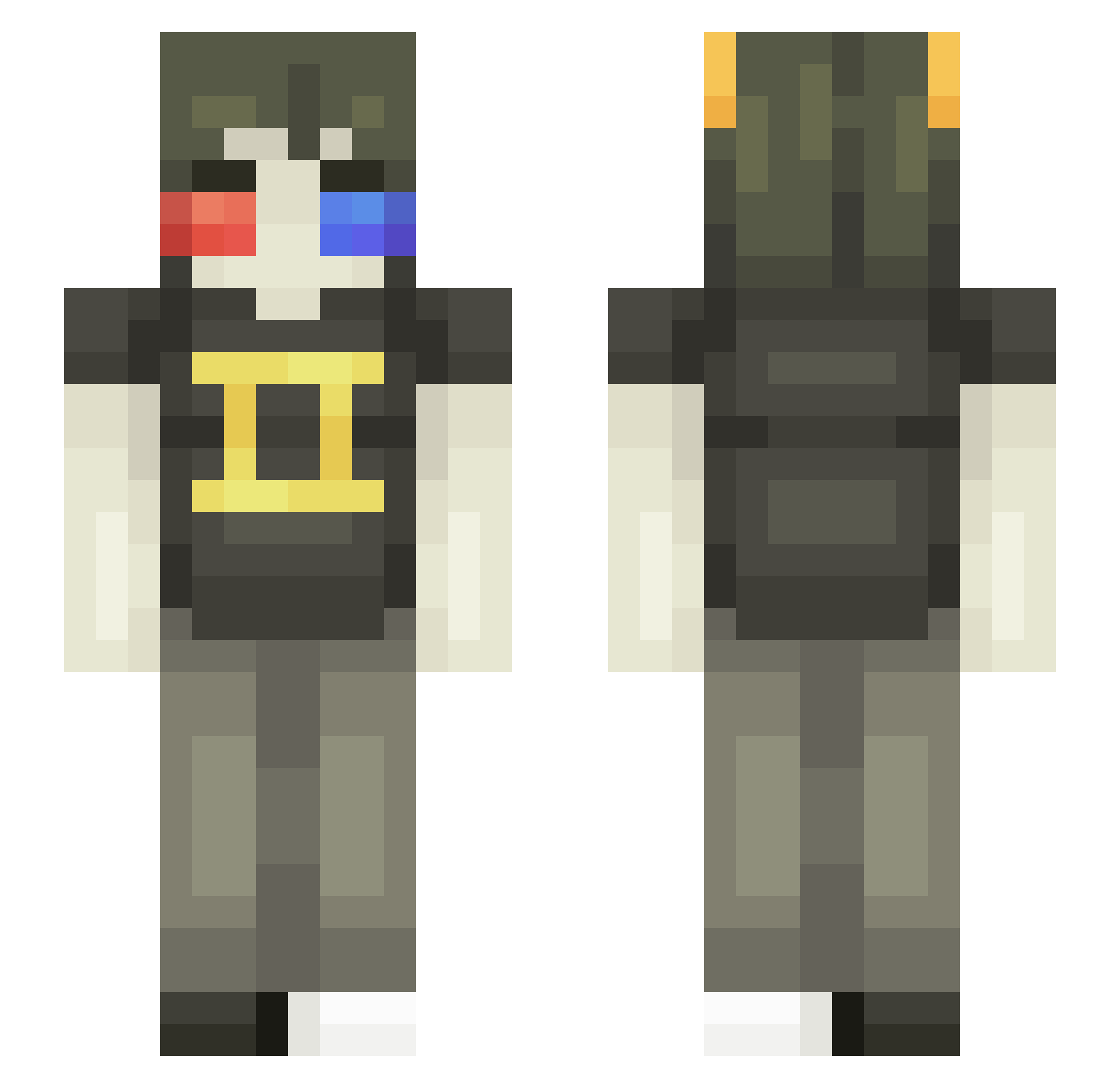 Thioxanthene Minecraft skin, front and back view