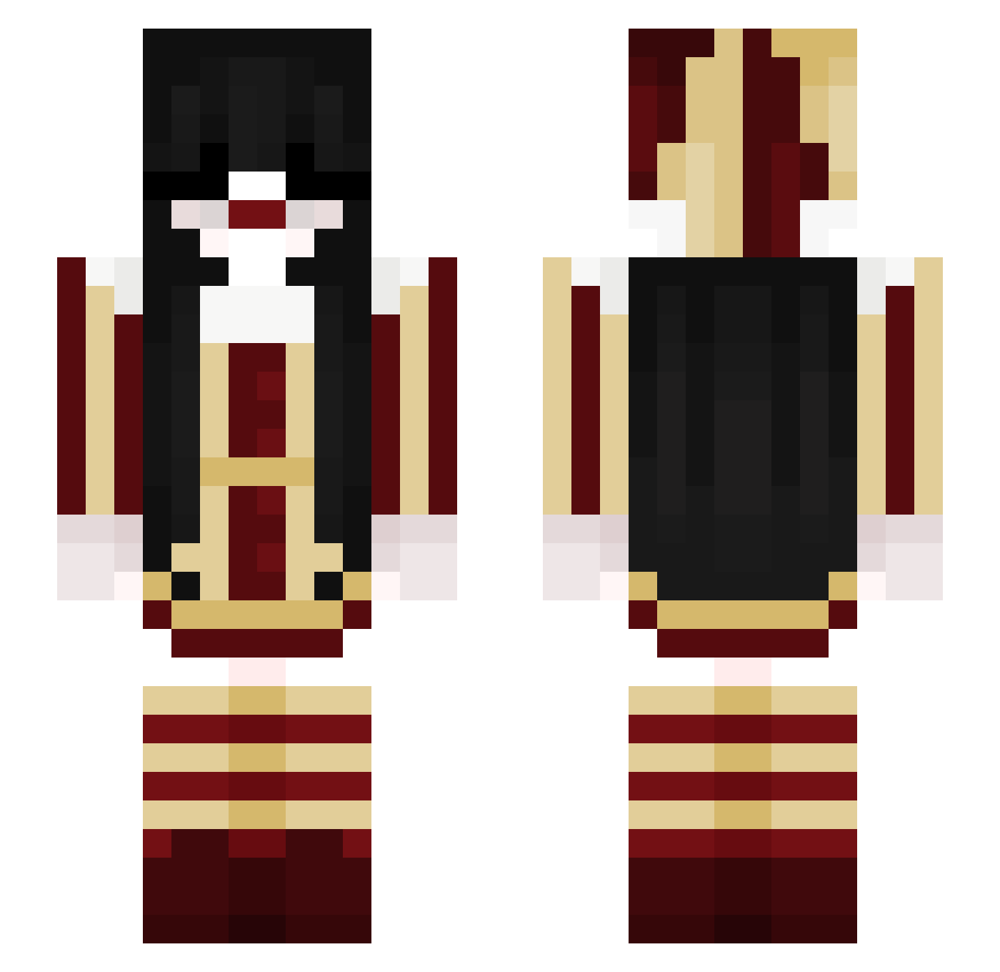 ImmAsh Minecraft skin, front and back view
