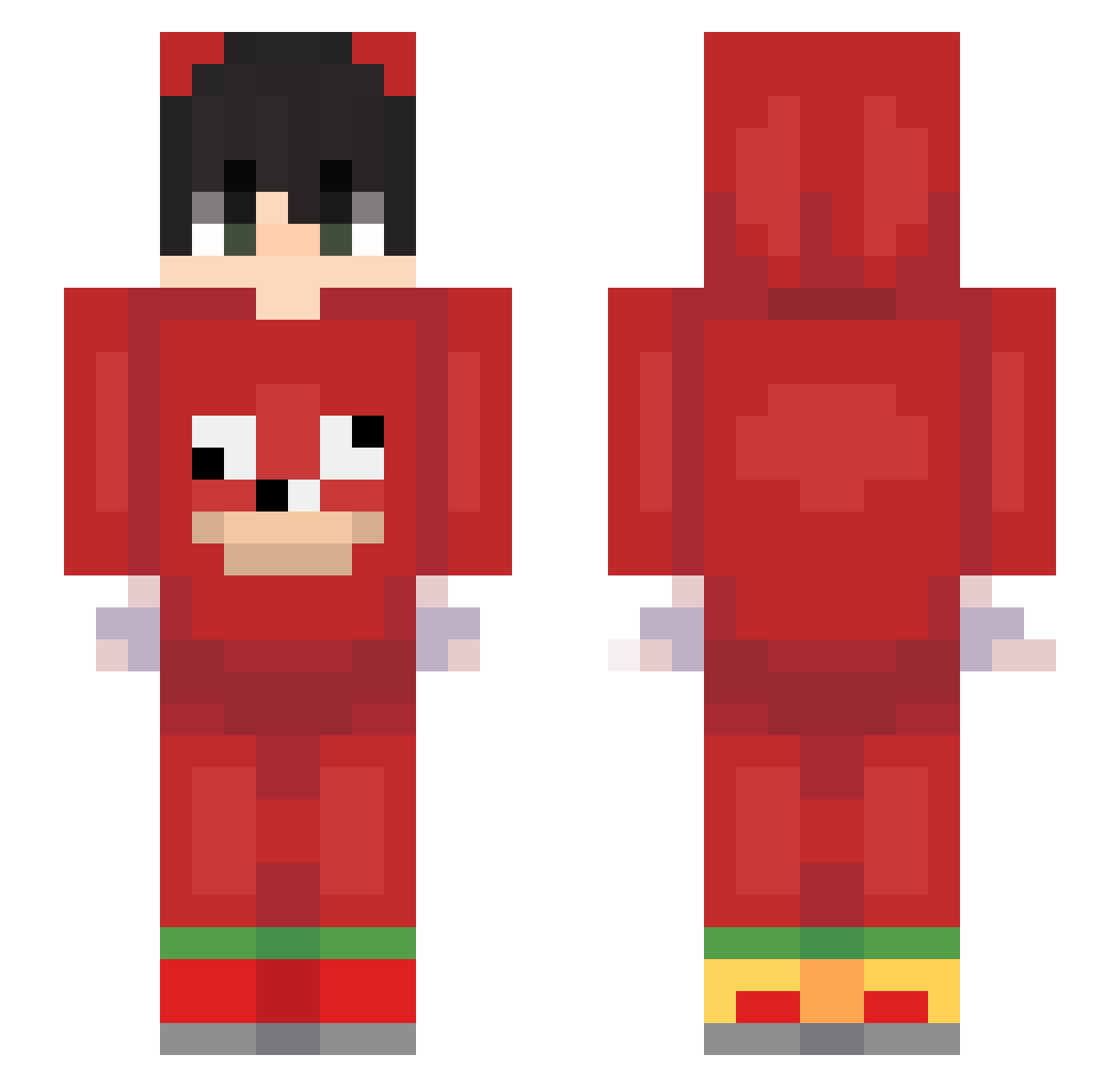 Hugume Minecraft skin, front and back view