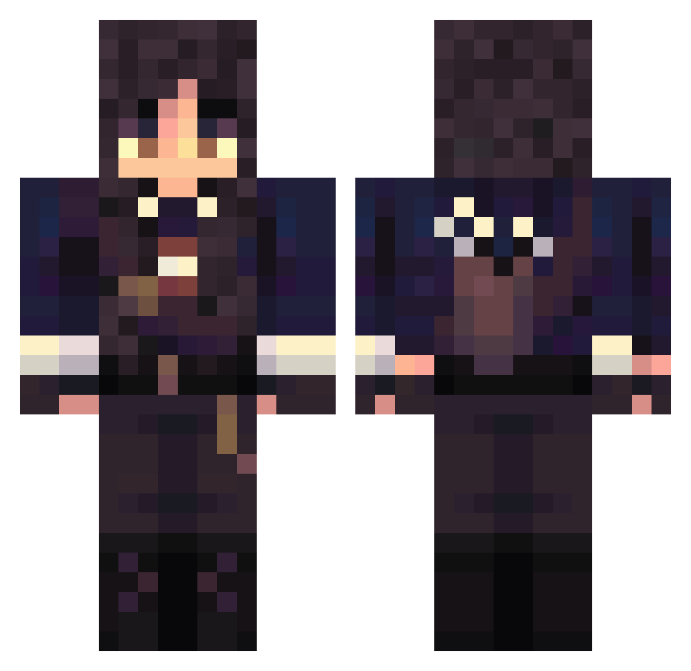 Prue Minecraft skin, front and back view