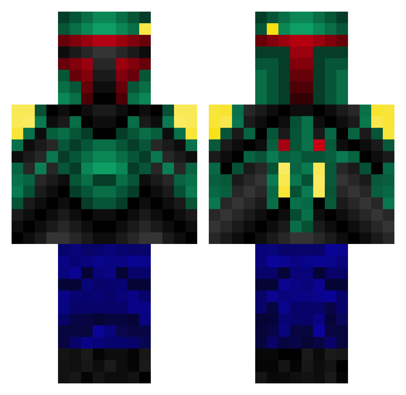 alduqi Minecraft skin, front and back view