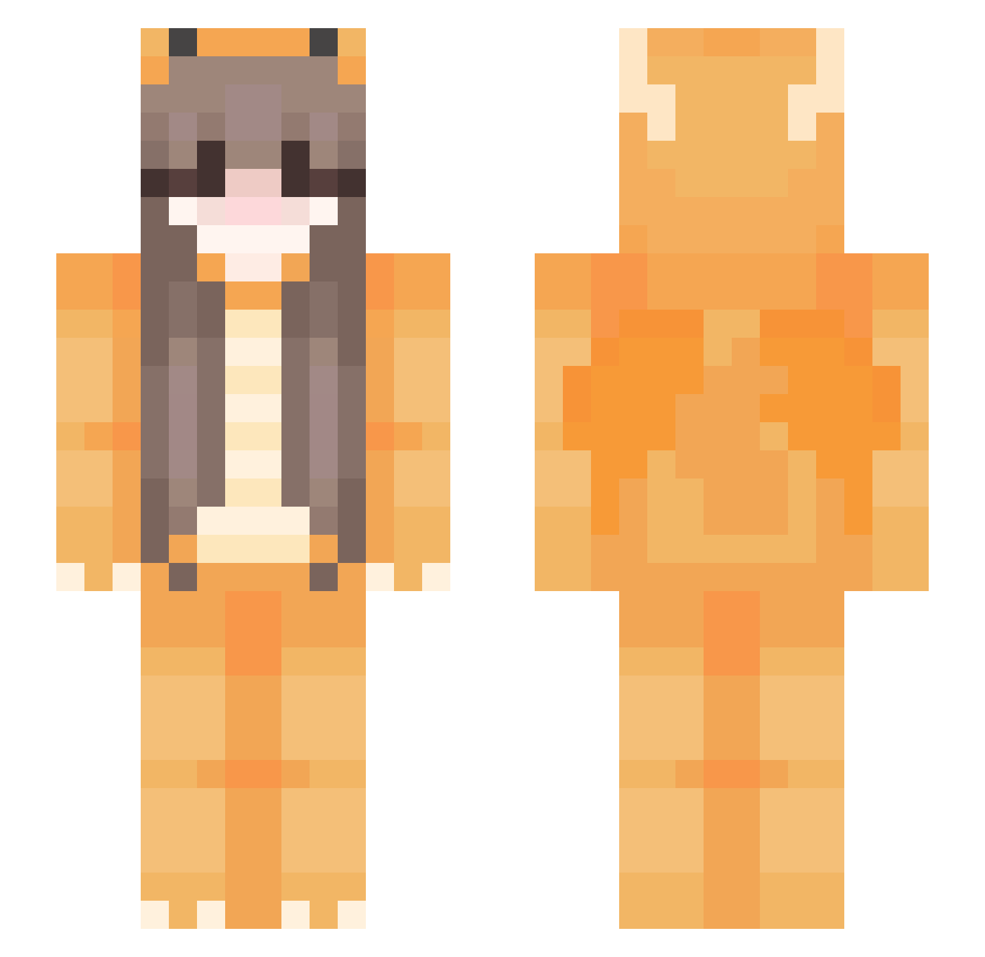 MariaHero Minecraft skin, front and back view