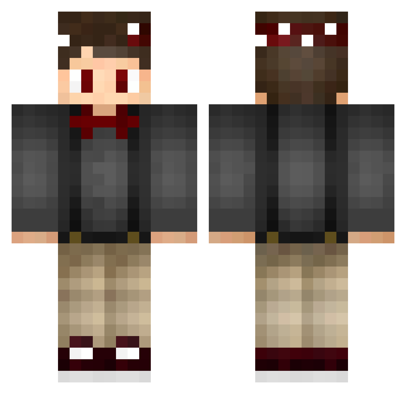 Prefixed Minecraft skin, front and back view