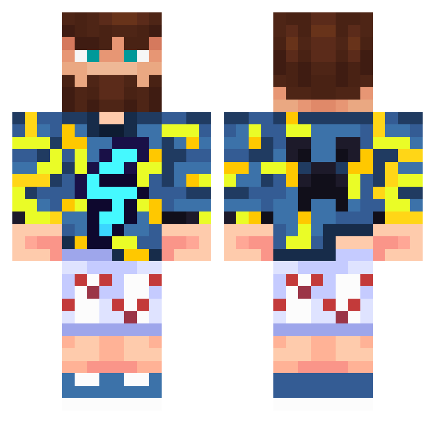 FixP1ay Minecraft skin, front and back view