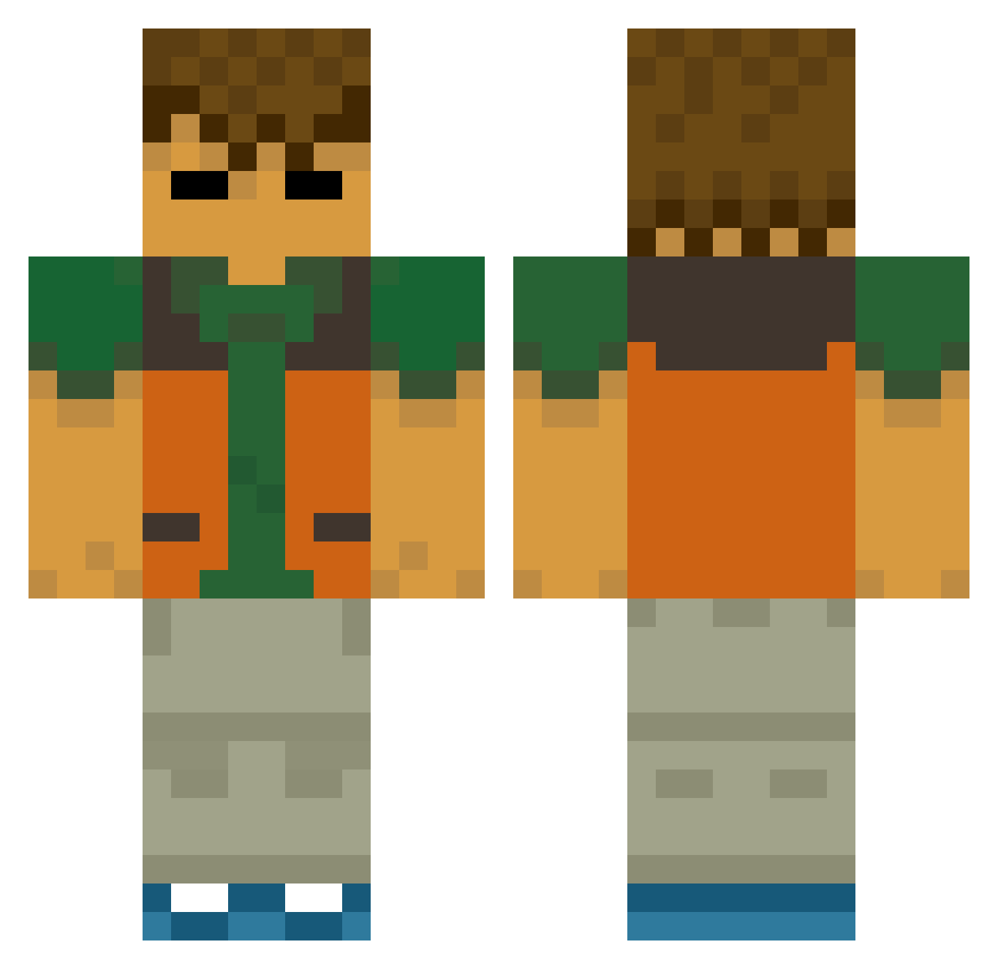 Vatz Minecraft skin, front and back view