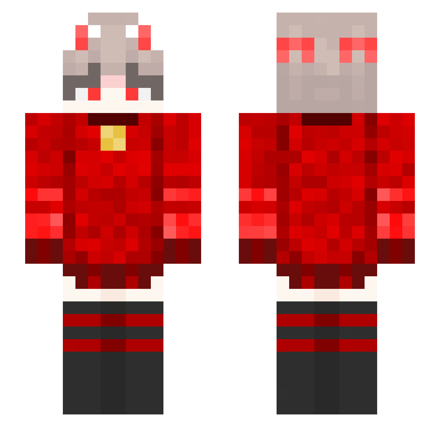 JaigIes Minecraft skin, front and back view