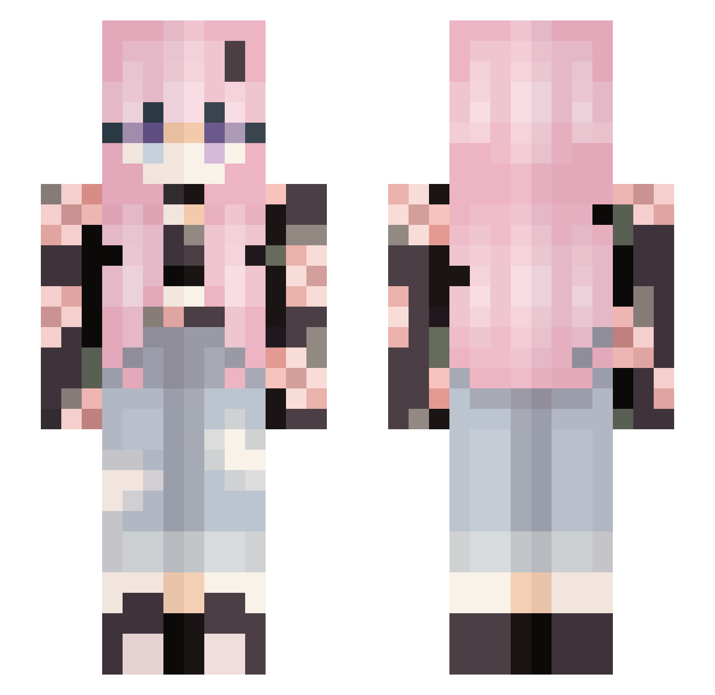 BakaNeko15 Minecraft skin, front and back view