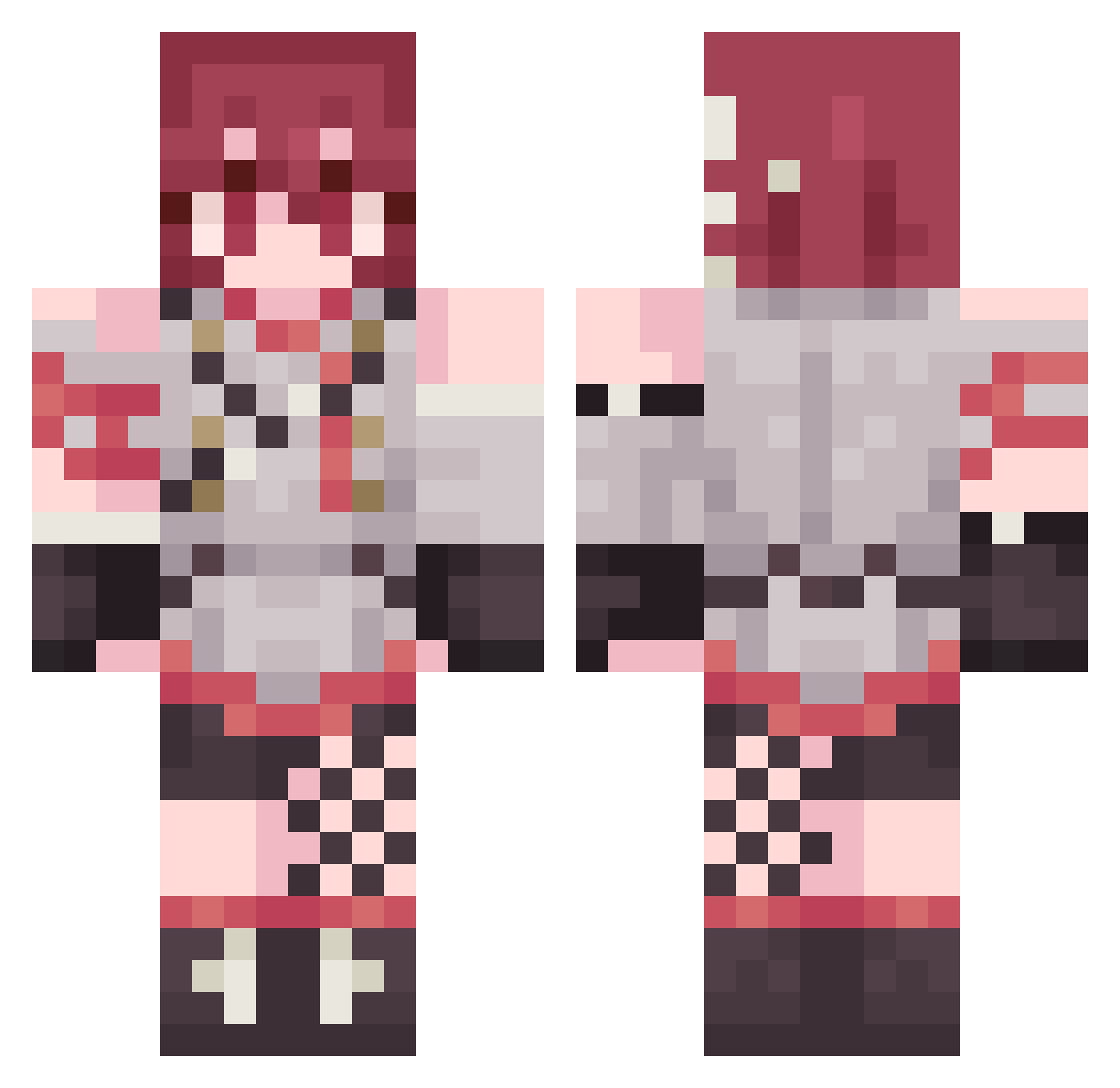 BirdsToes Minecraft skin, front and back view