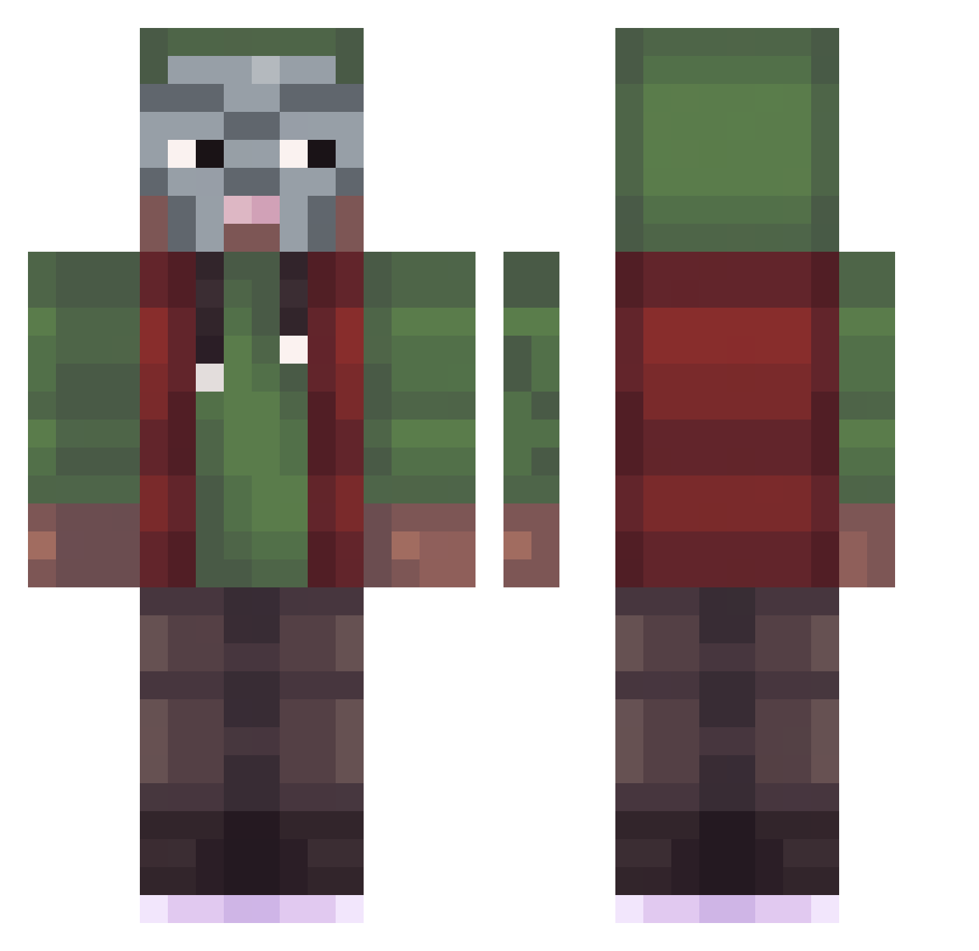 mil0sx Minecraft skin, front and back view