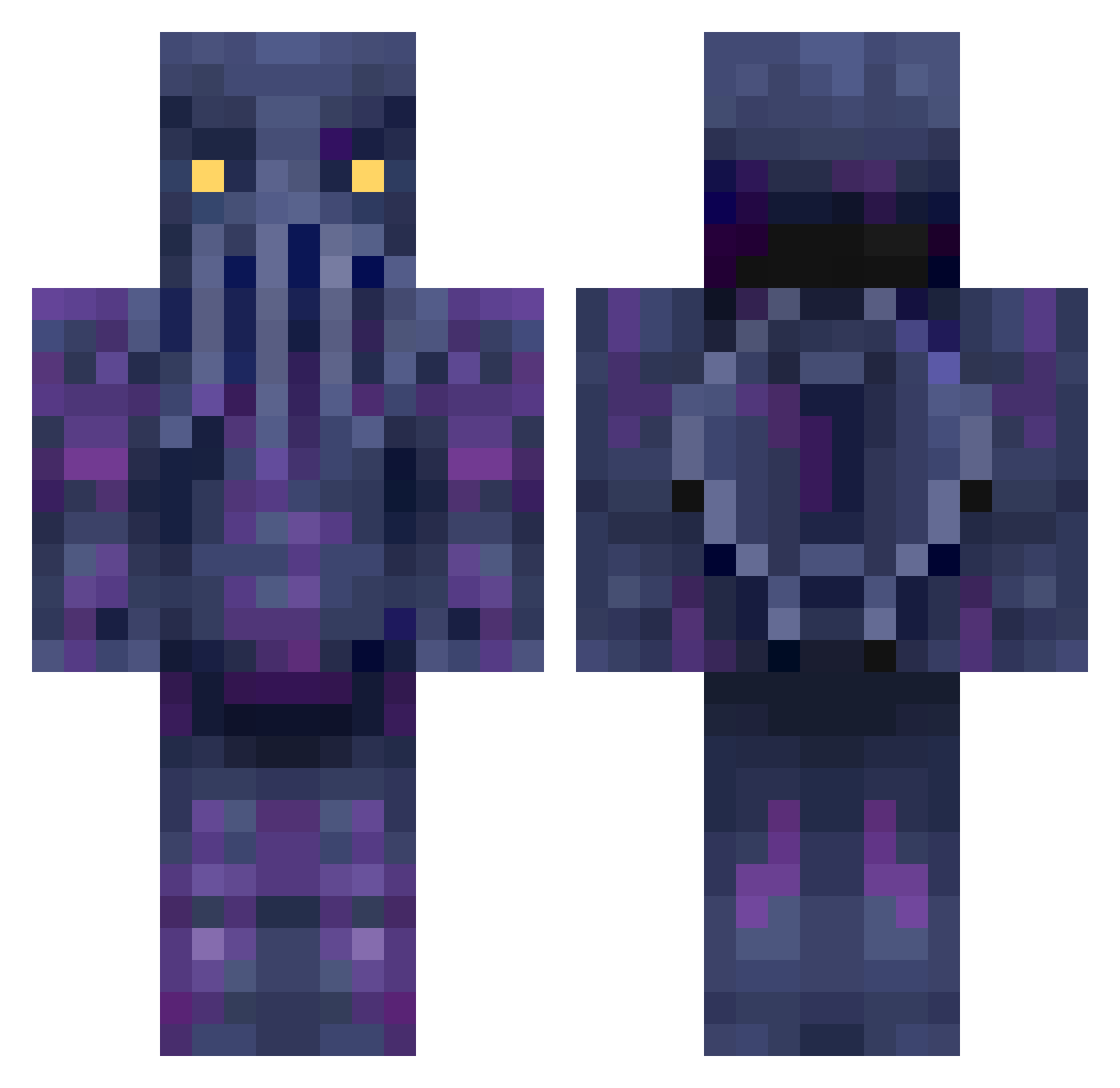 Ammonites Minecraft skin, front and back view