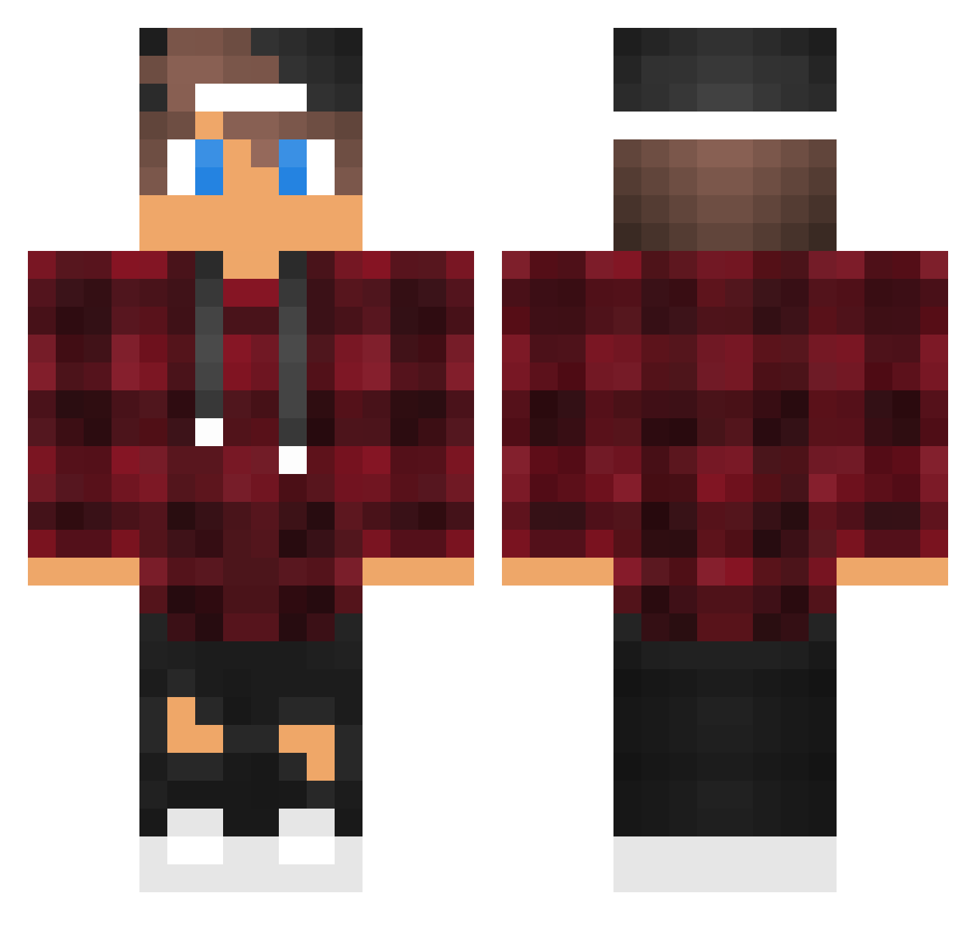 JustJorie Minecraft skin, front and back view