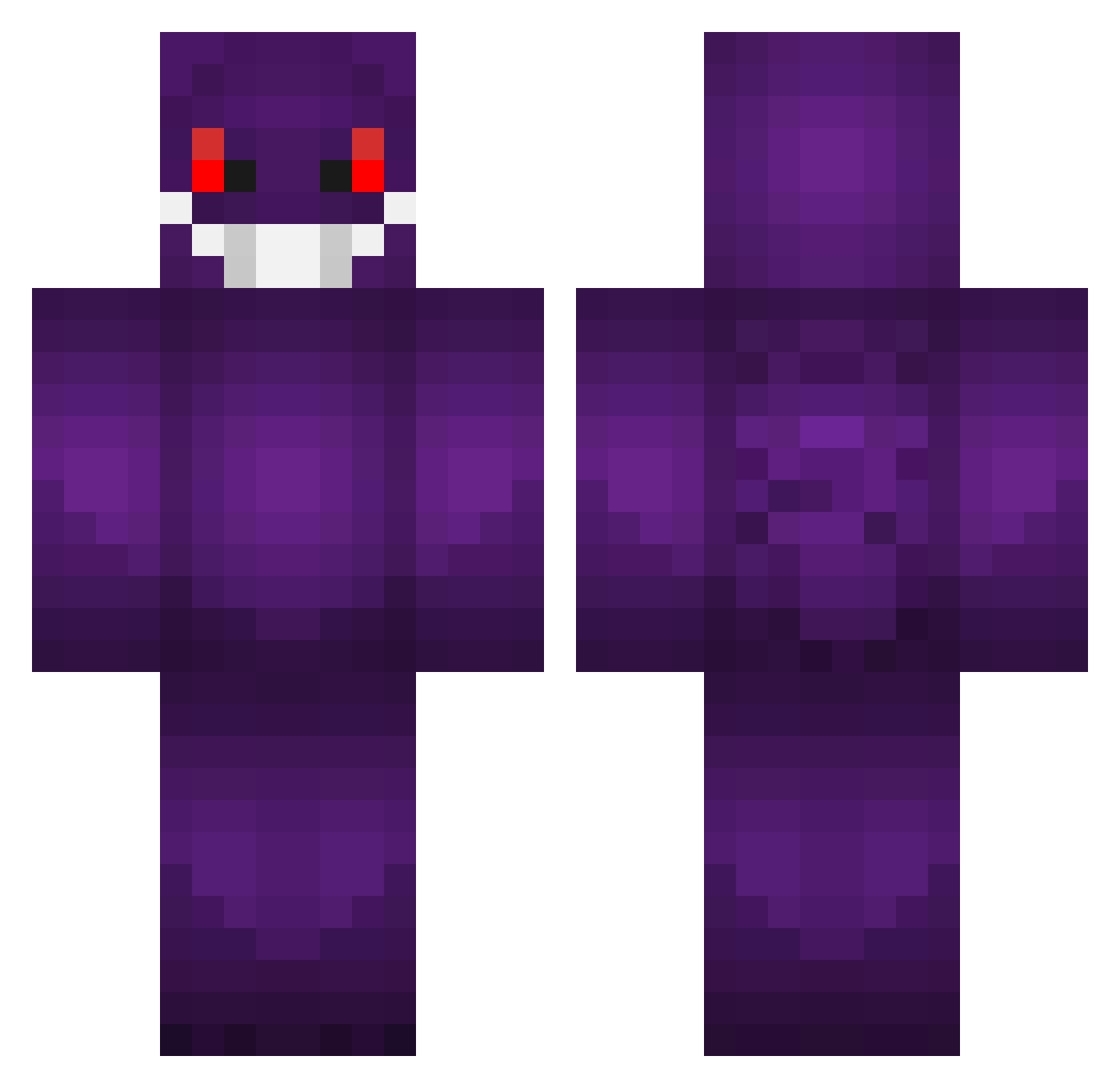 Muggings Minecraft skin, front and back view