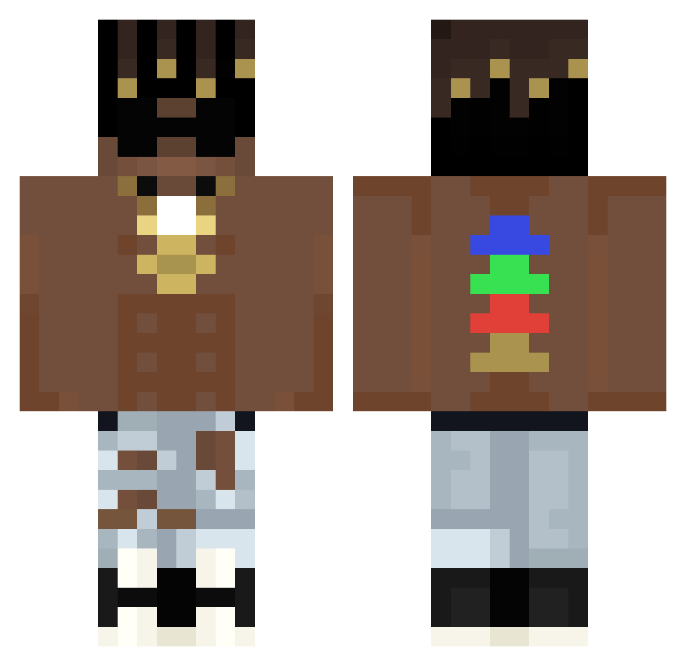 BlackAbdi Minecraft skin, front and back view