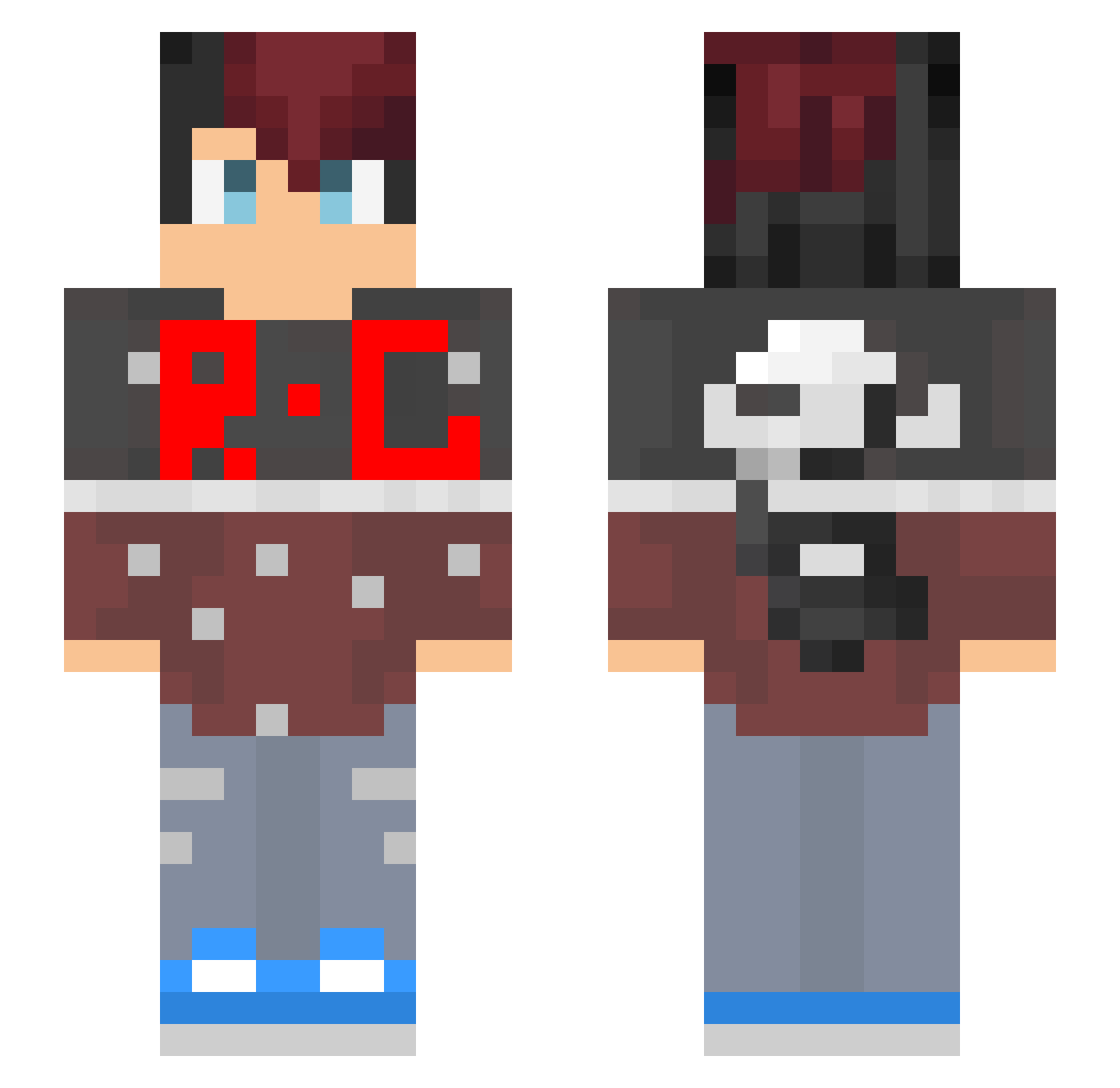 qHowe Minecraft skin, front and back view