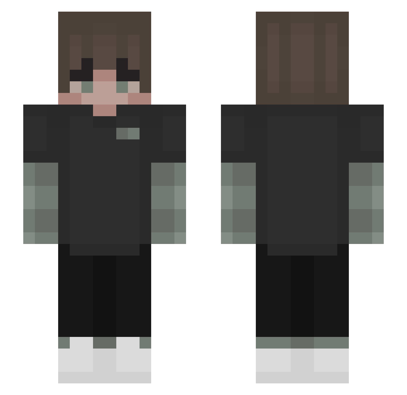 EvilBiscuit Minecraft skin, front and back view