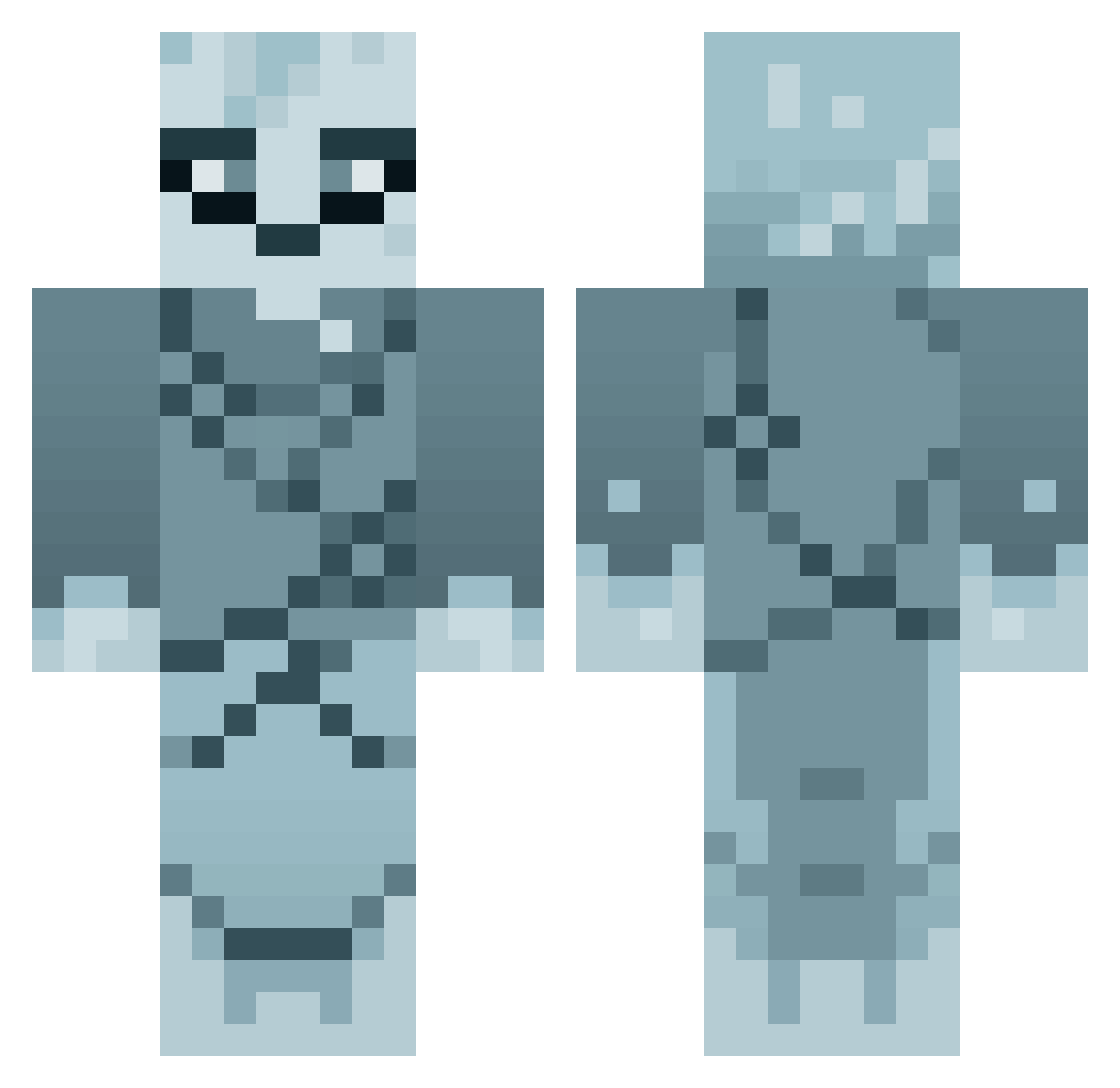 WompX Minecraft skin, front and back view