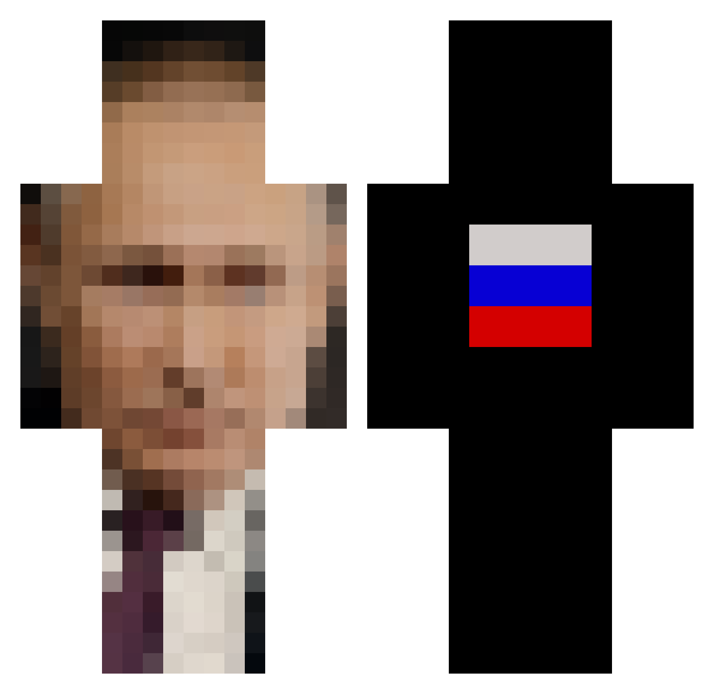 CrispyPop Minecraft skin, front and back view