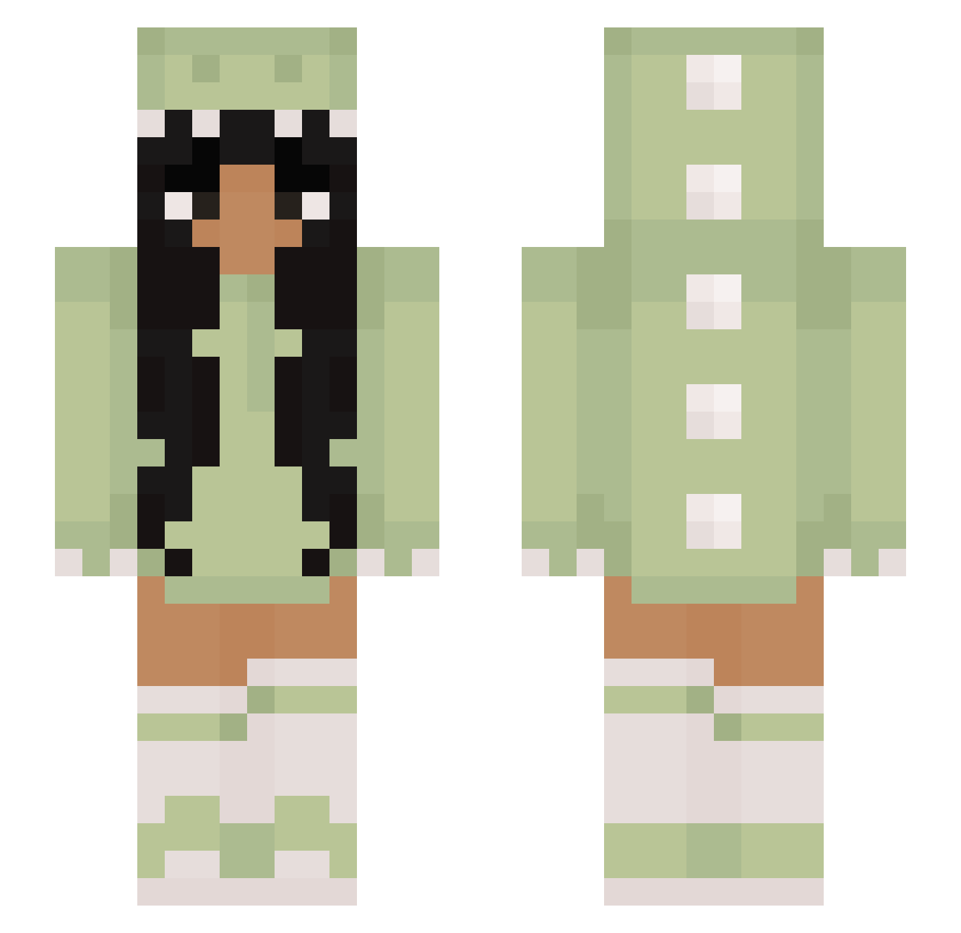 mon1uh Minecraft skin, front and back view