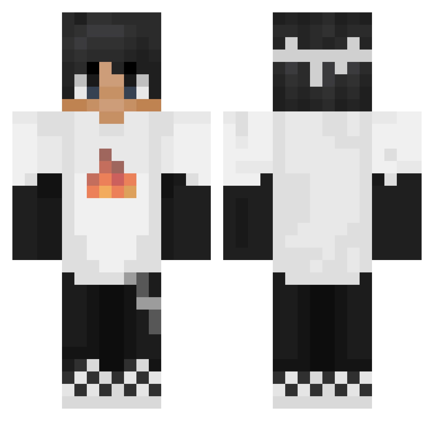 Darkylel Minecraft skin, front and back view