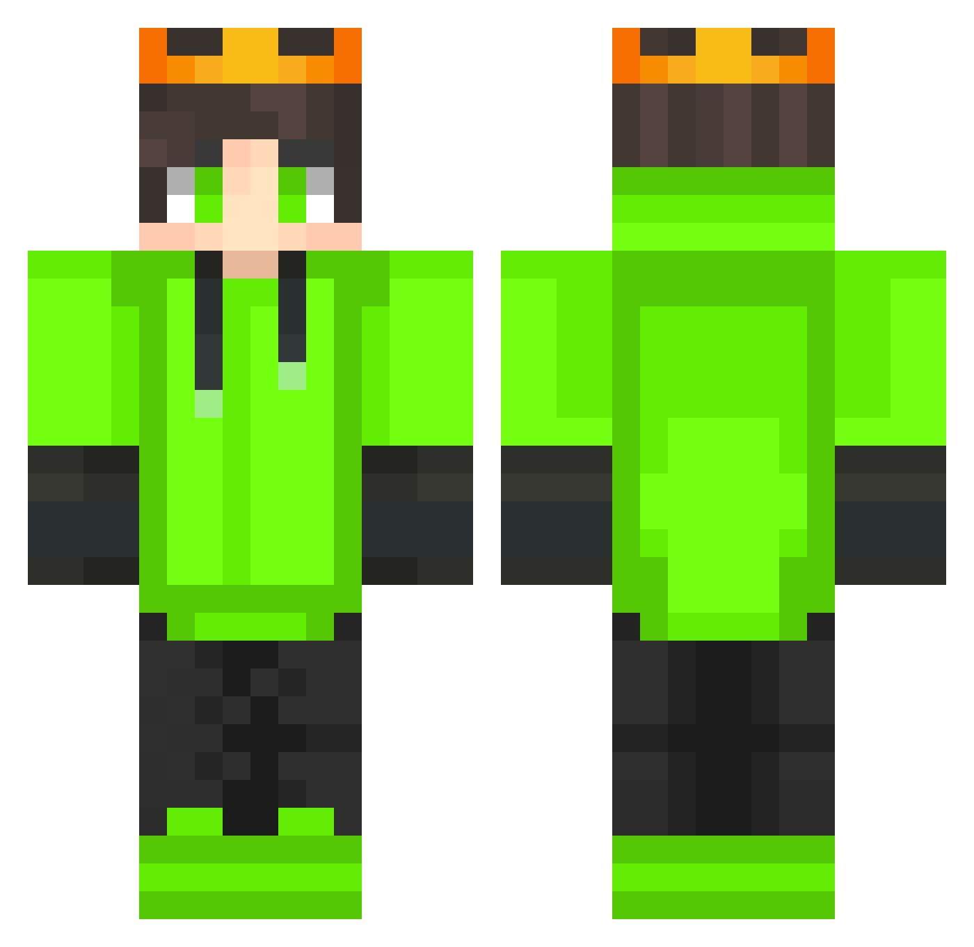 KingSauro Minecraft skin, front and back view