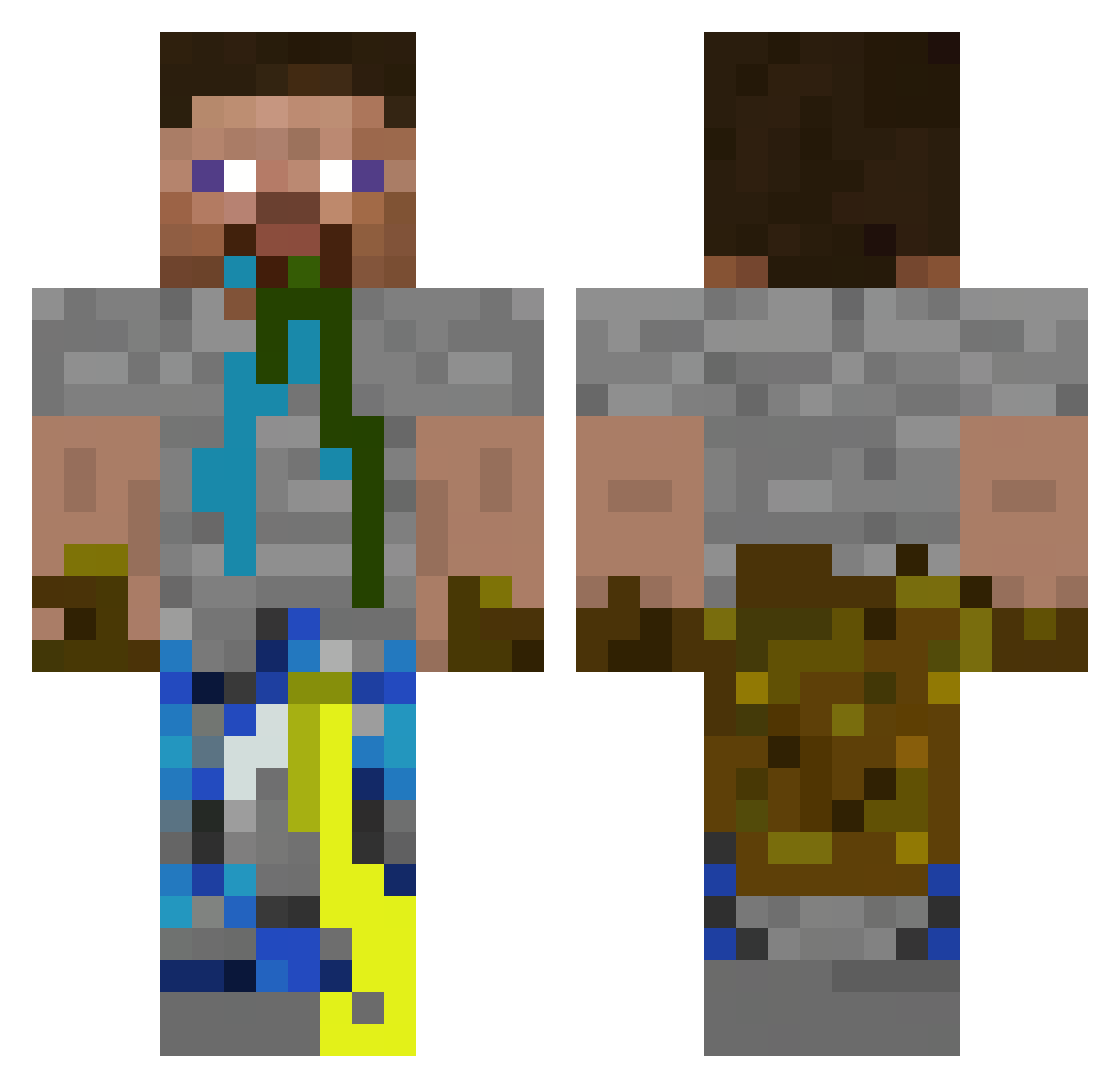 Ravixo Minecraft skin, front and back view