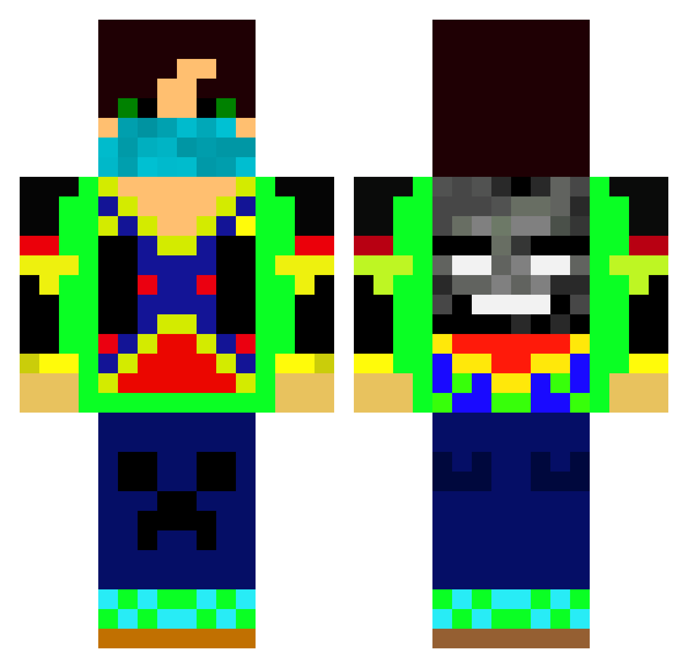 UltiMat0u Minecraft skin, front and back view
