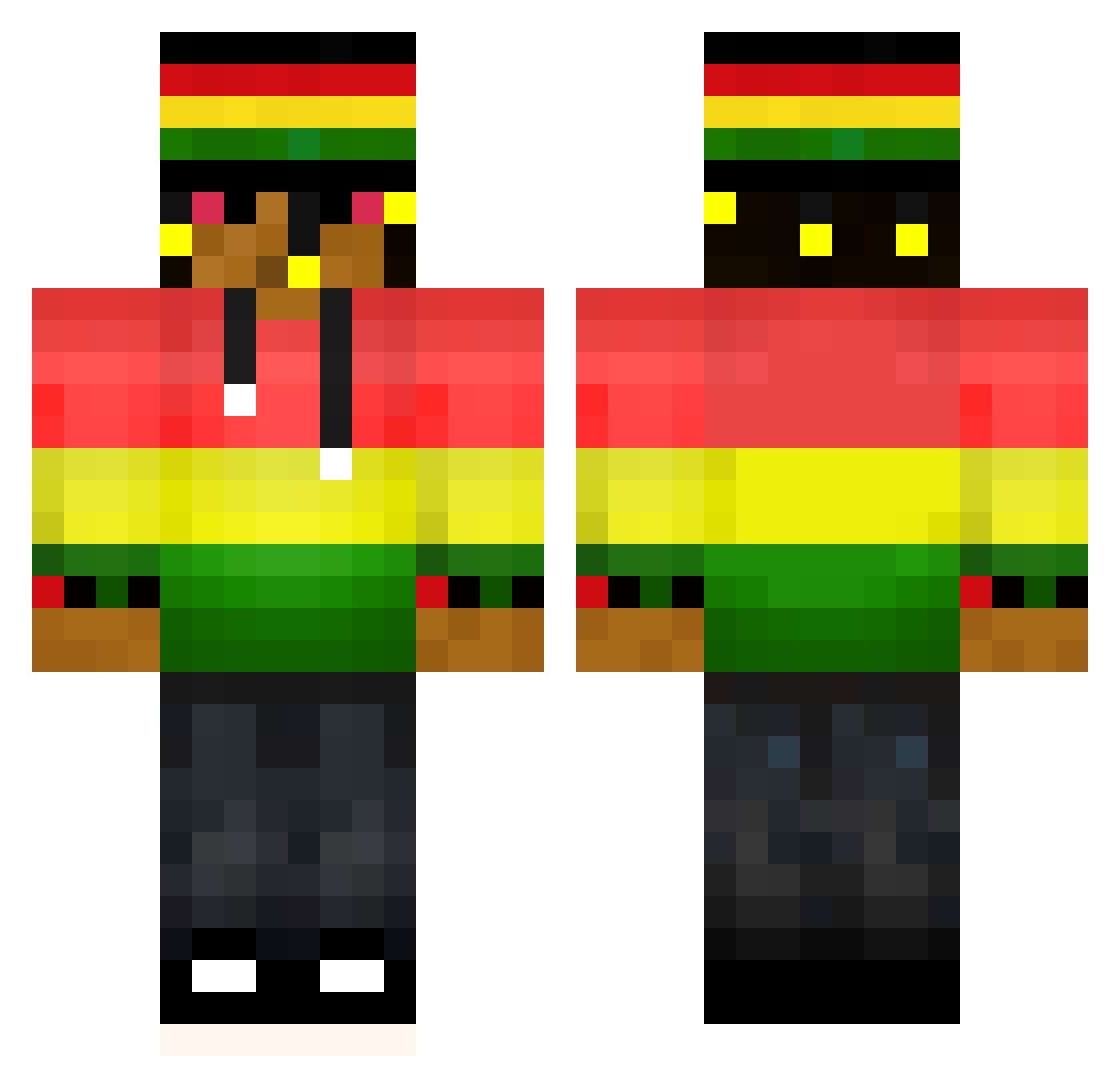 deril44 Minecraft skin, front and back view