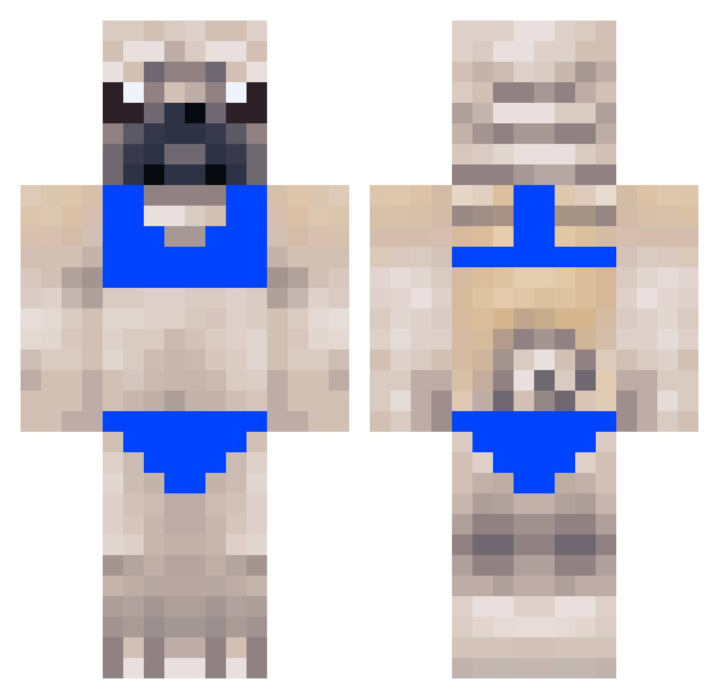 ReAttempted Minecraft skin, front and back view