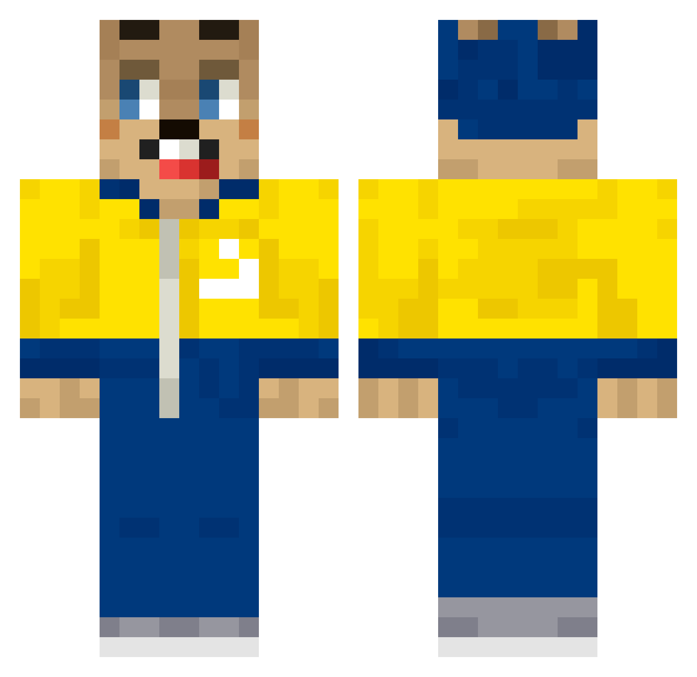 Ruspup Minecraft skin, front and back view
