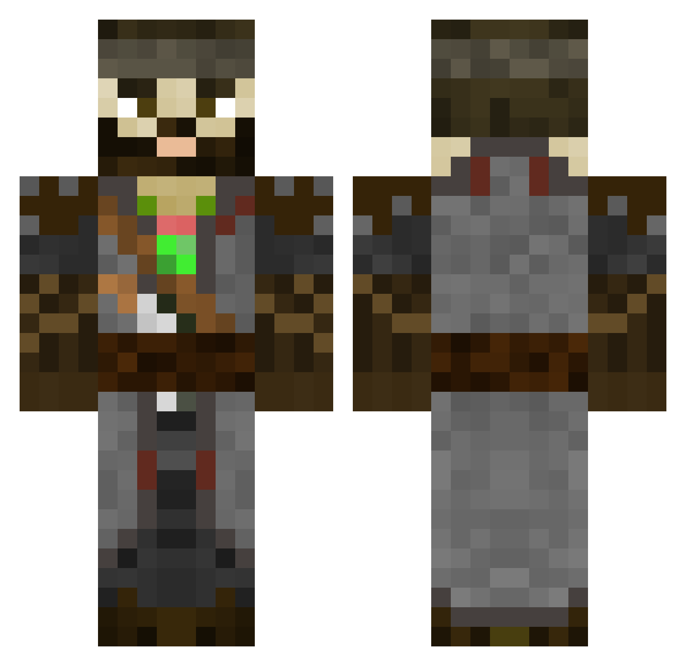 Fish3321 Minecraft skin, front and back view