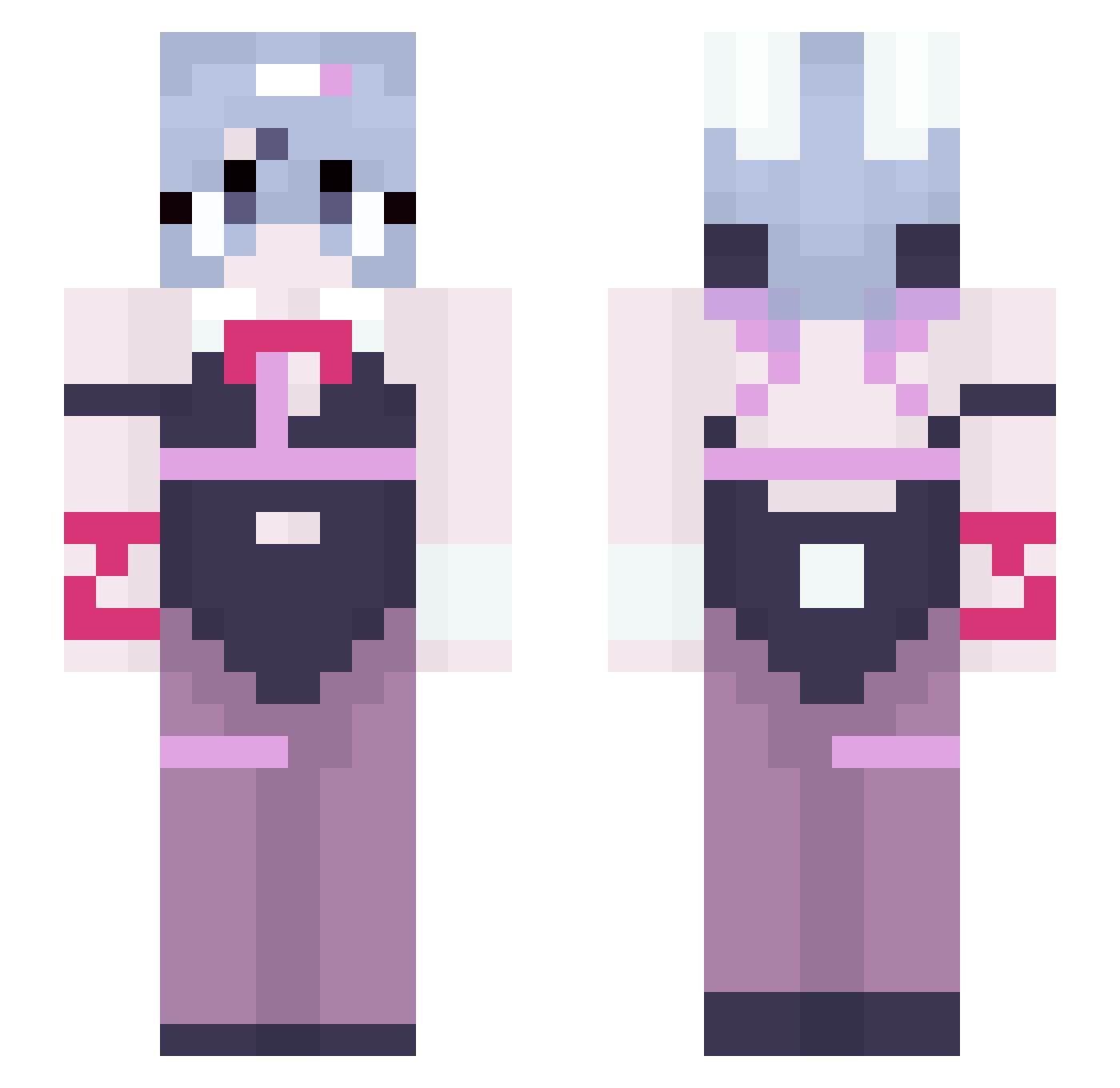 Zyxhil Minecraft skin, front and back view