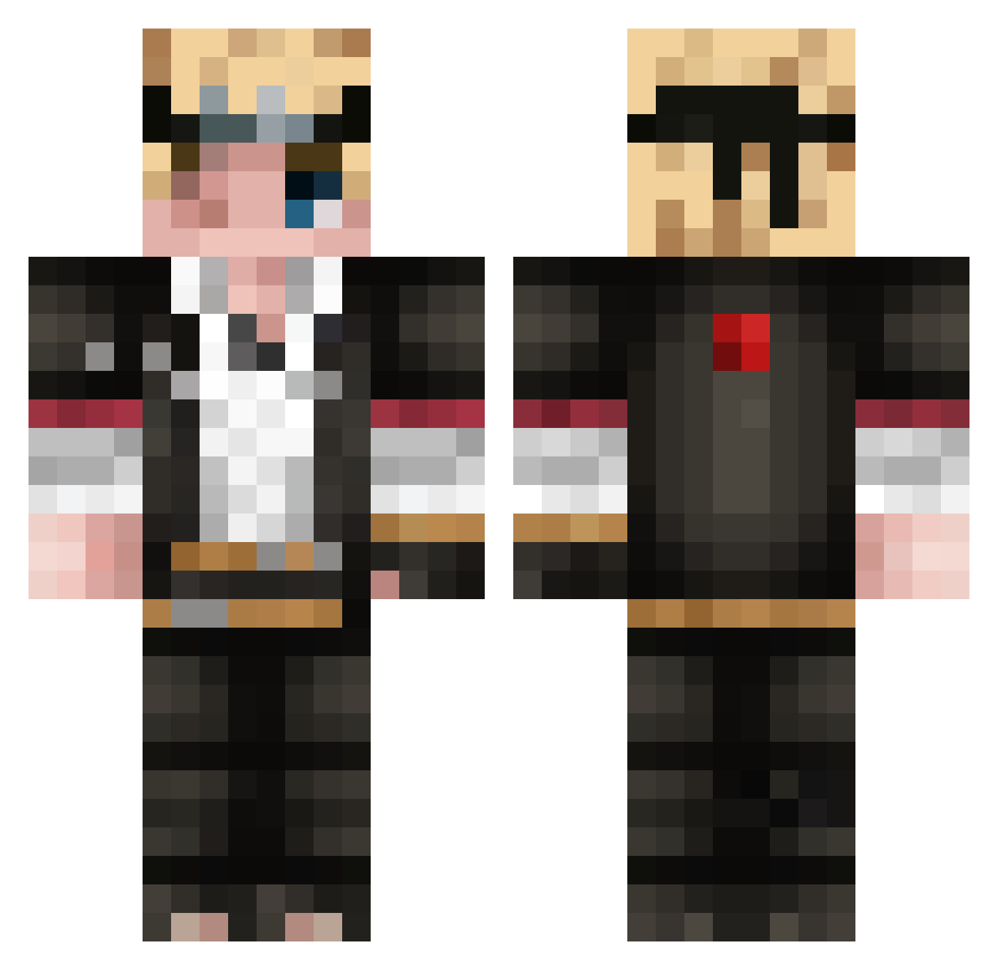 Proxxel Minecraft skin, front and back view
