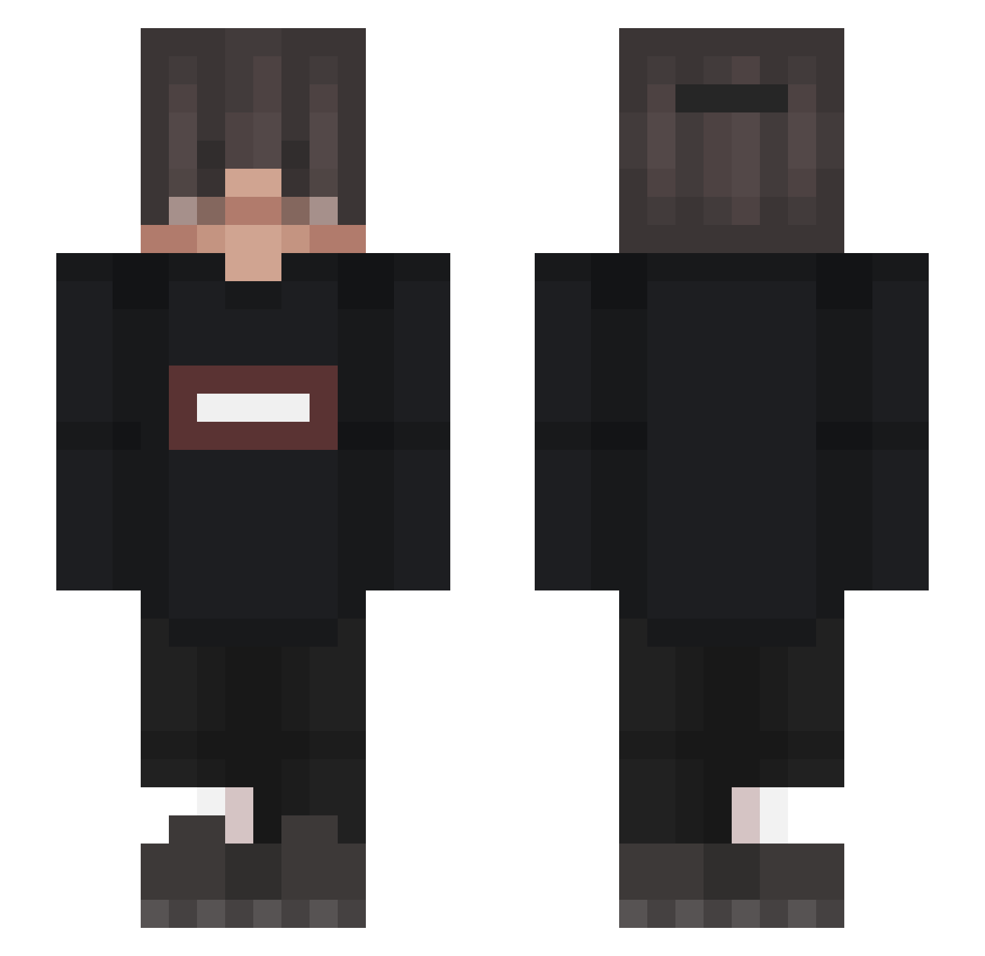 qqrs Minecraft skin, front and back view