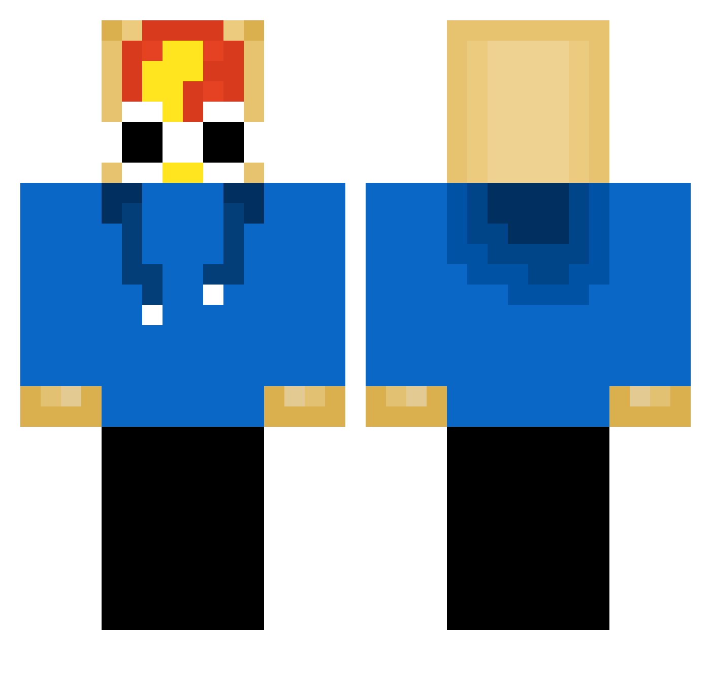 qSosis Minecraft skin, front and back view