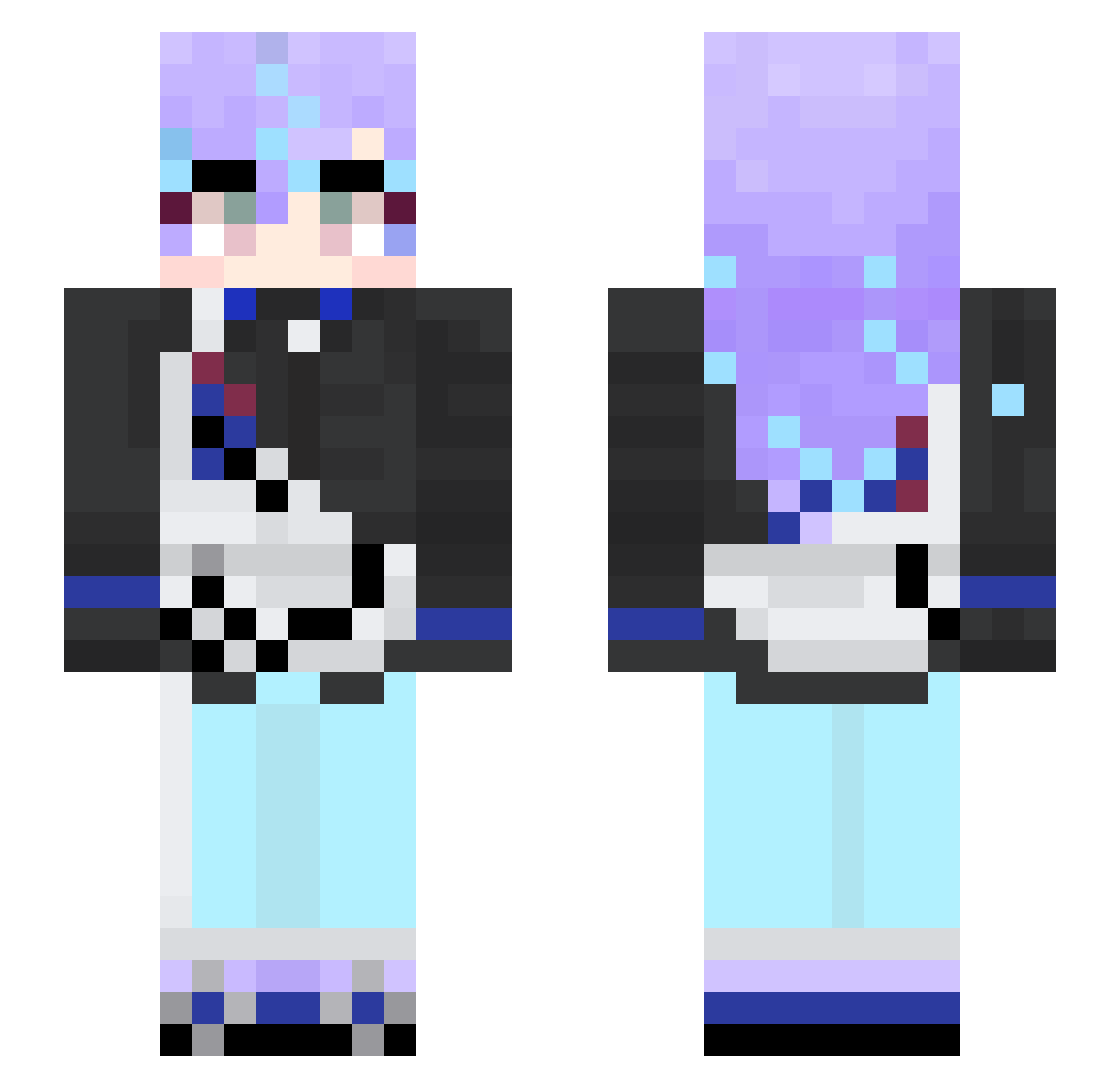ahzztar Minecraft skin, front and back view