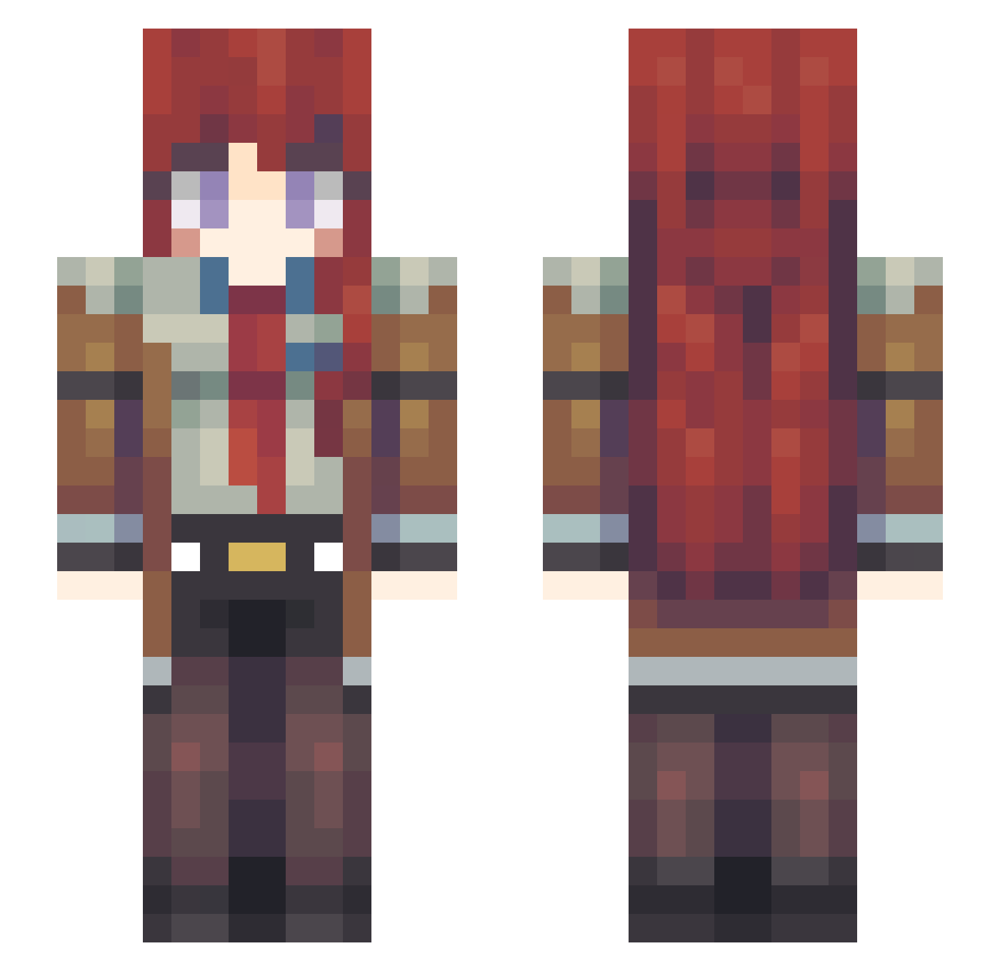 ayanokooji Minecraft skin, front and back view