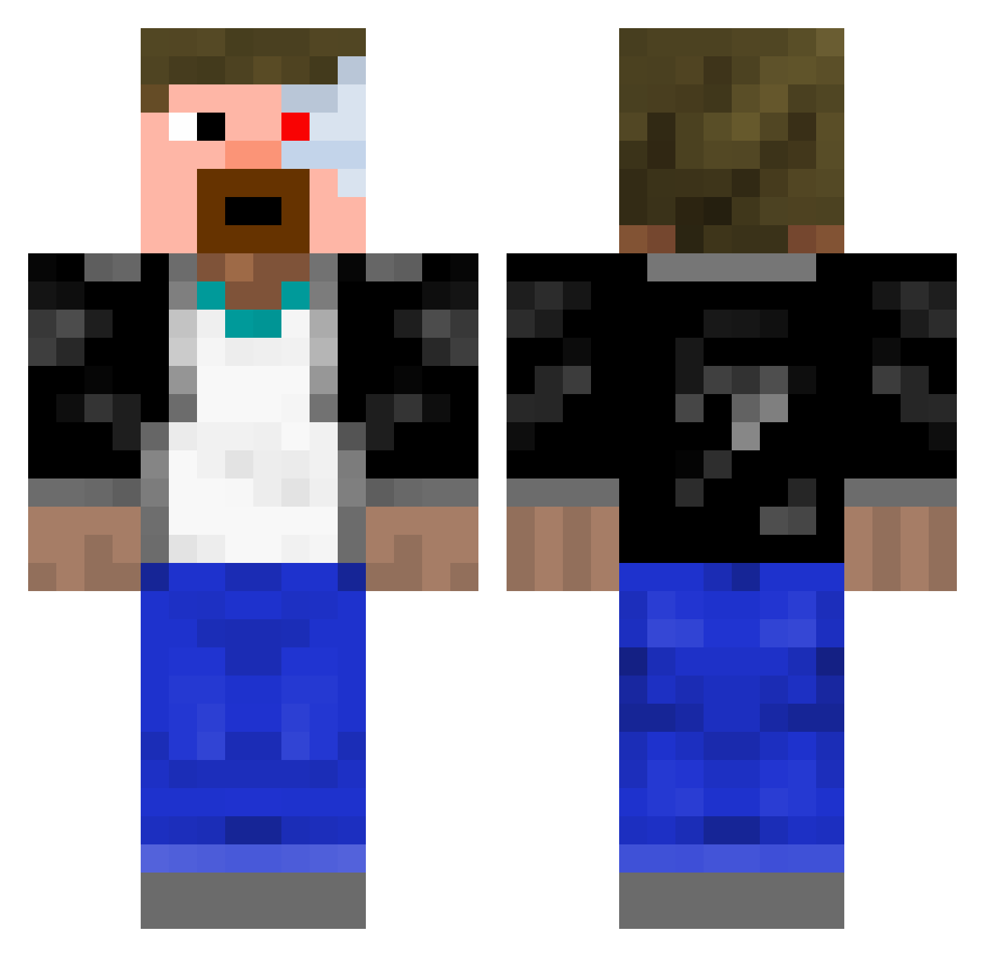 bouffant Minecraft skin, front and back view